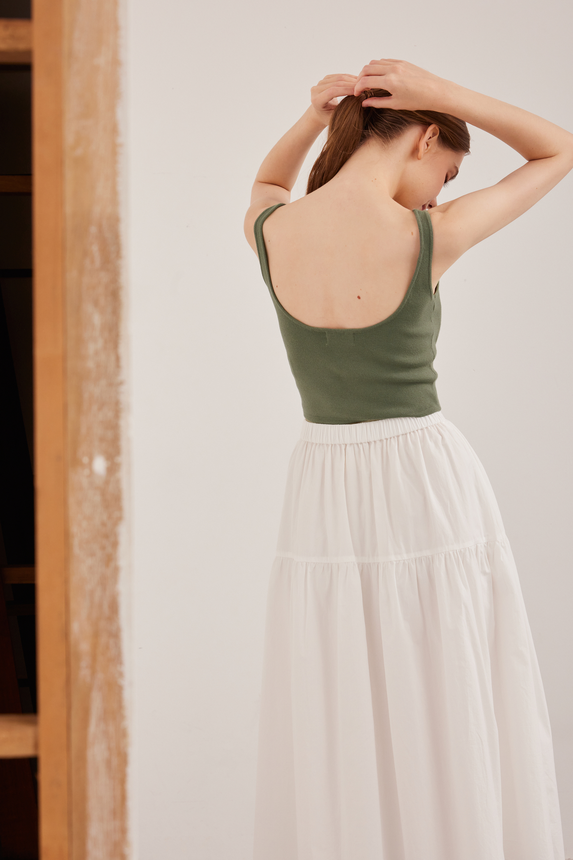 Square-Neck Knit Crop Top 