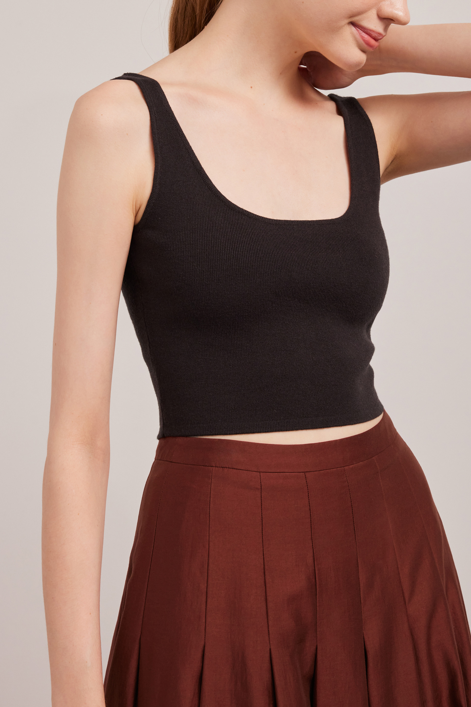Square-Neck Knit Crop Top 