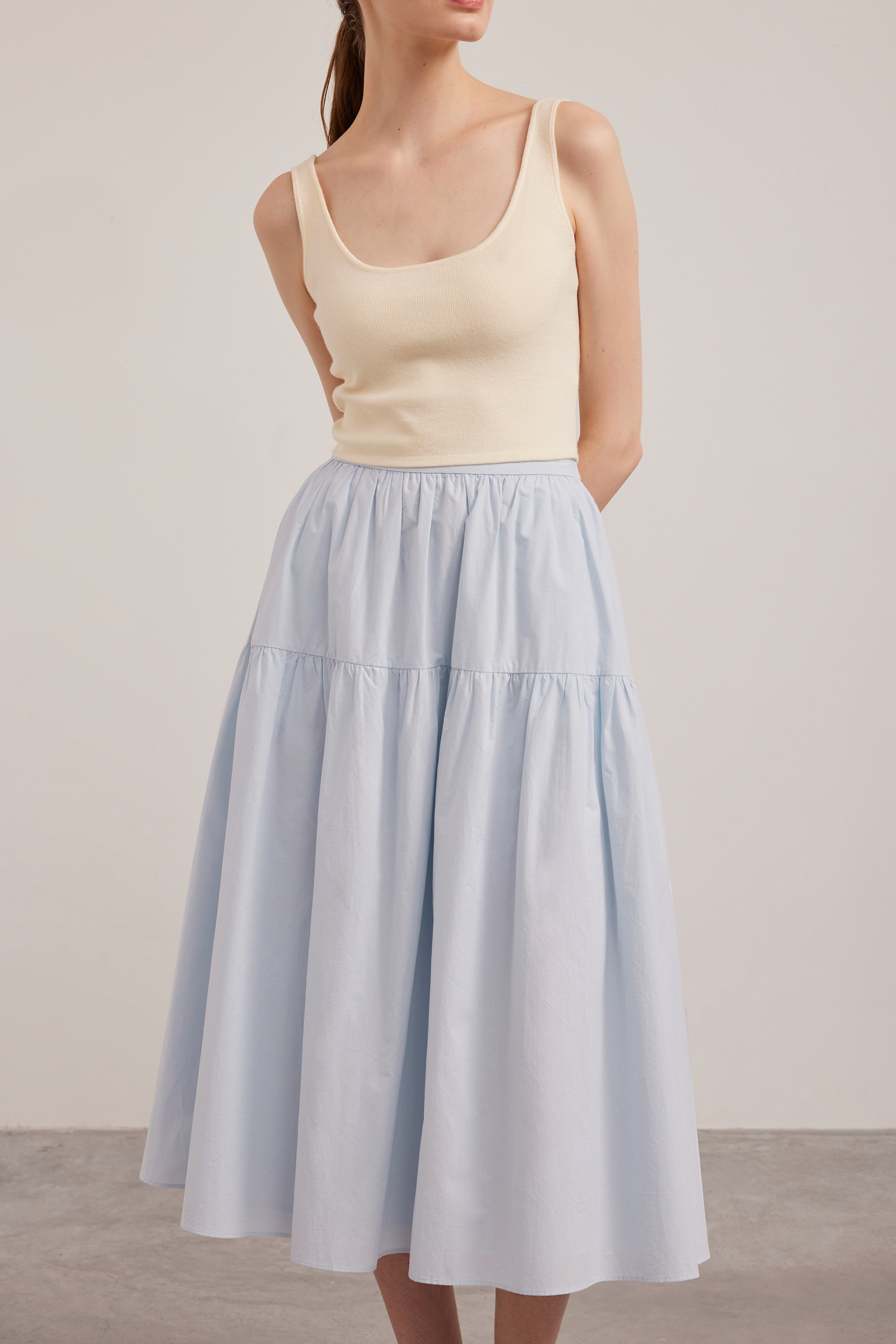 Square-Neck Knit Crop Top 