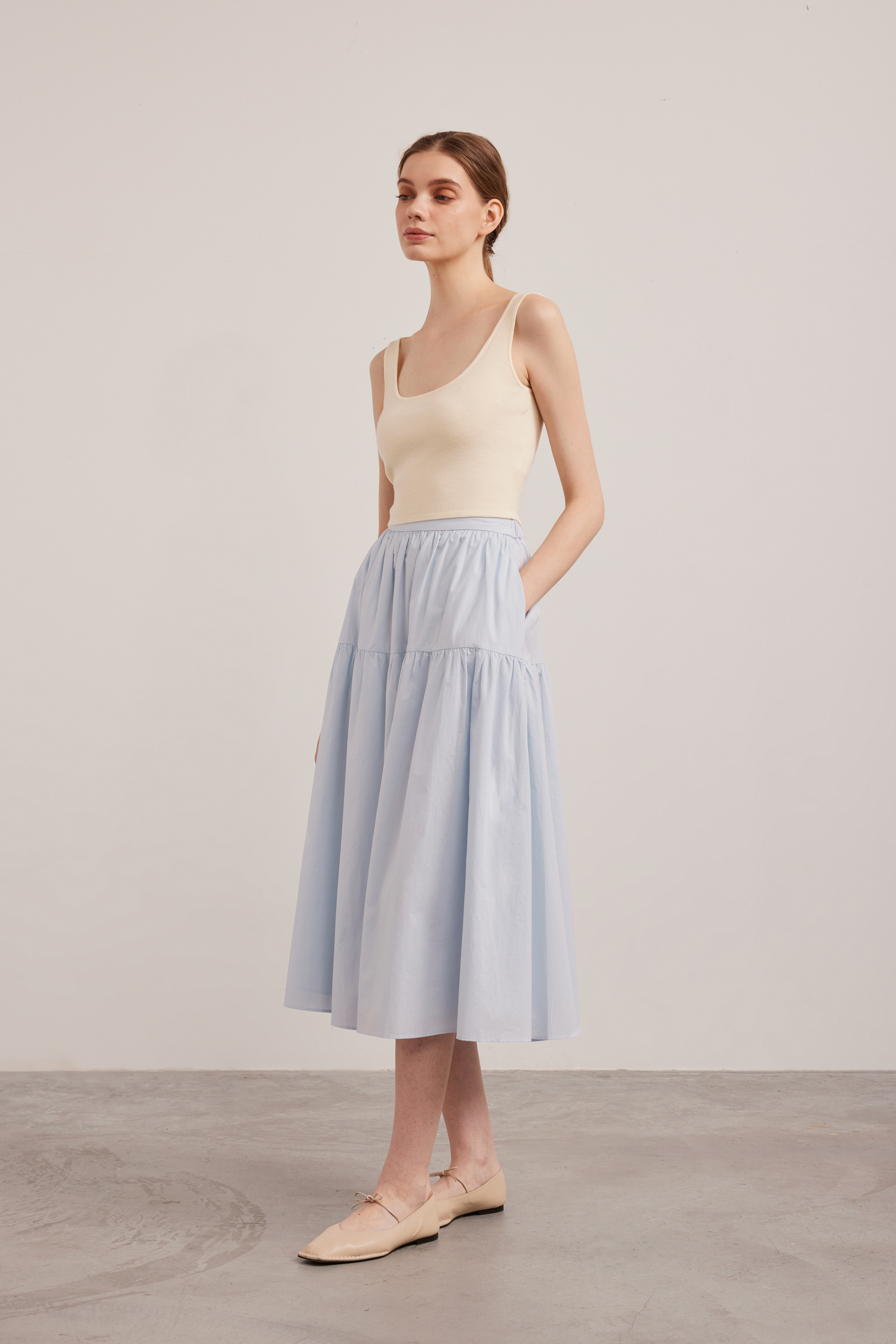 Square-Neck Knit Crop Top 