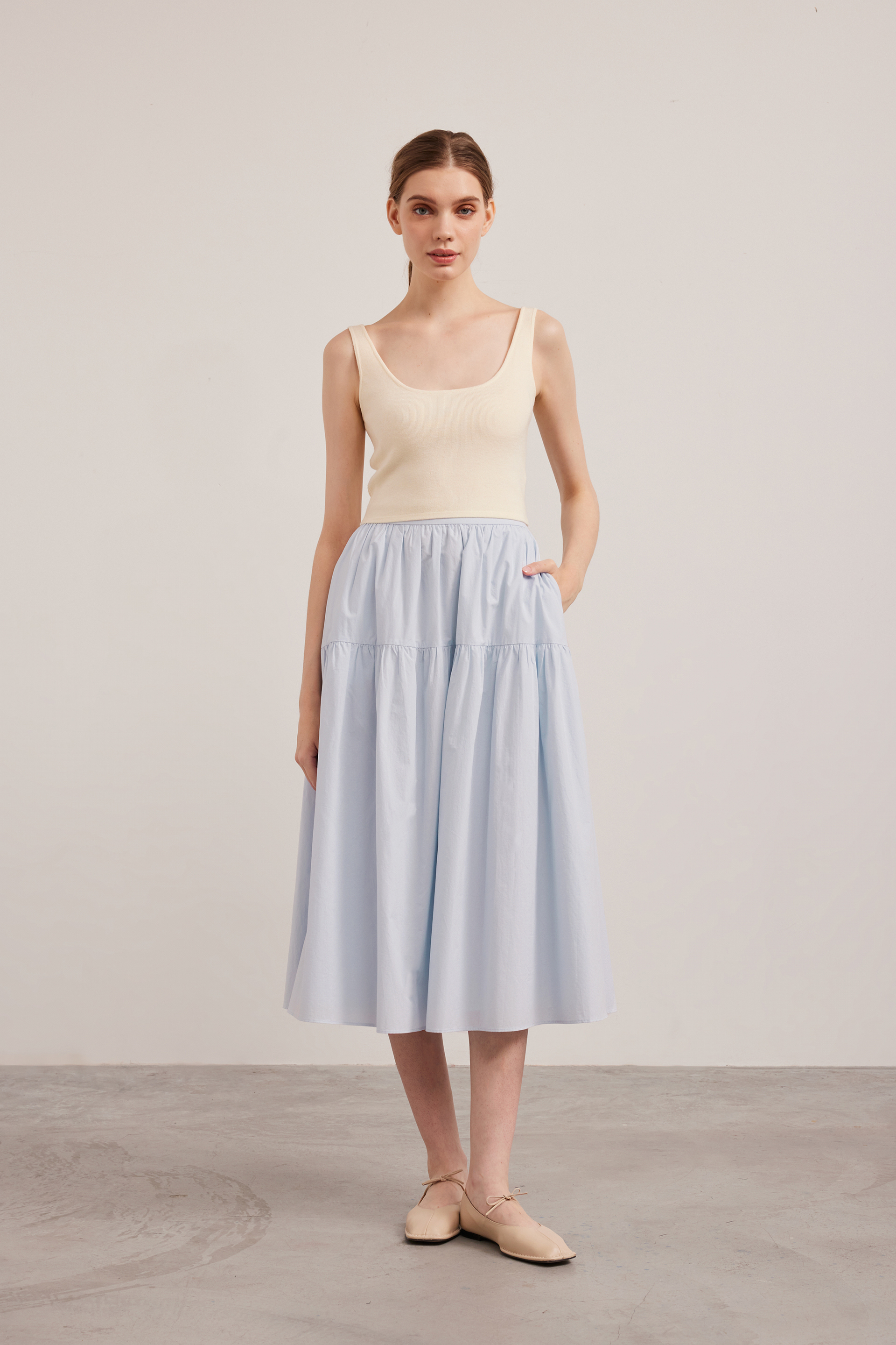 Square-Neck Knit Crop Top 