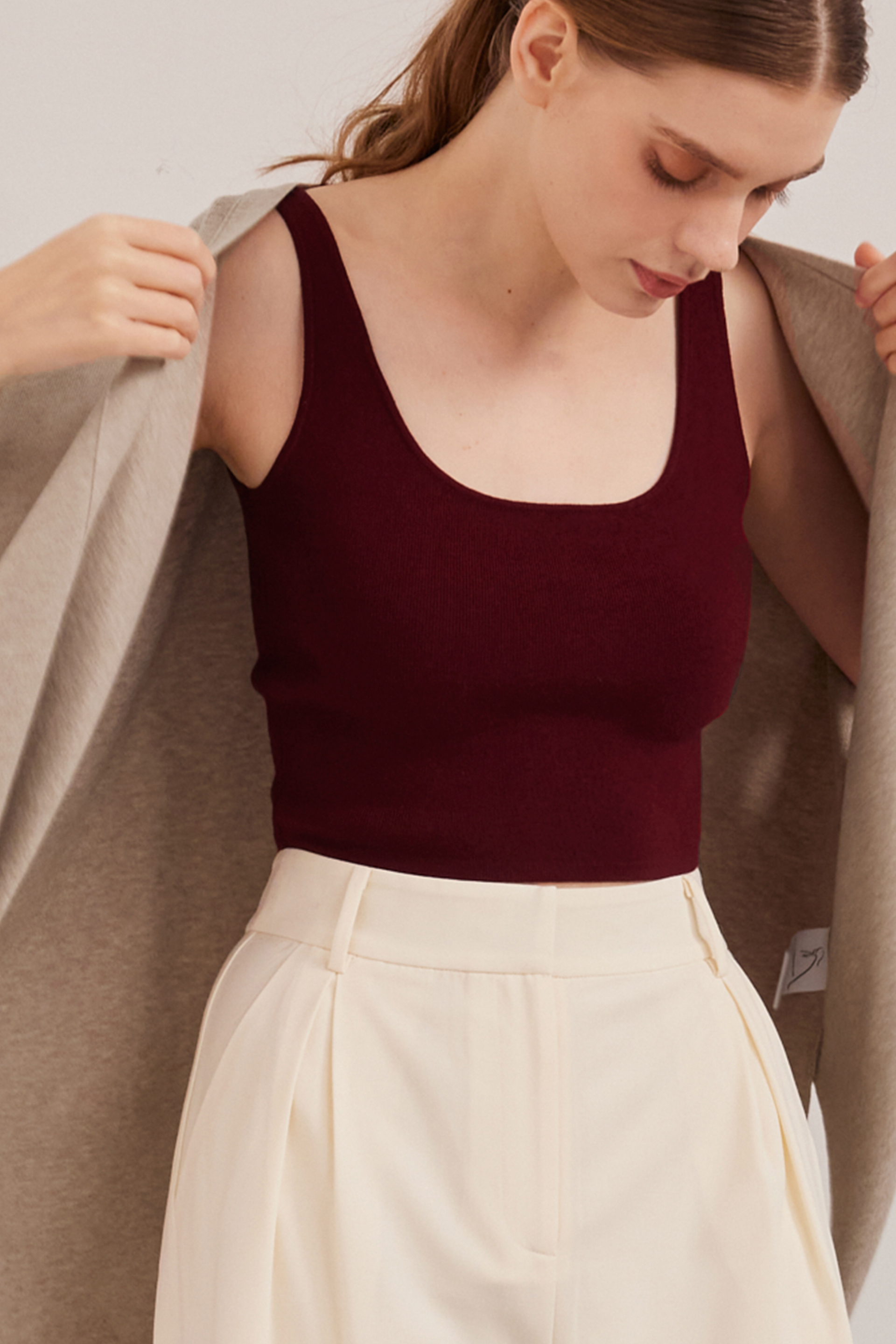 Square-Neck Knit Crop Top 