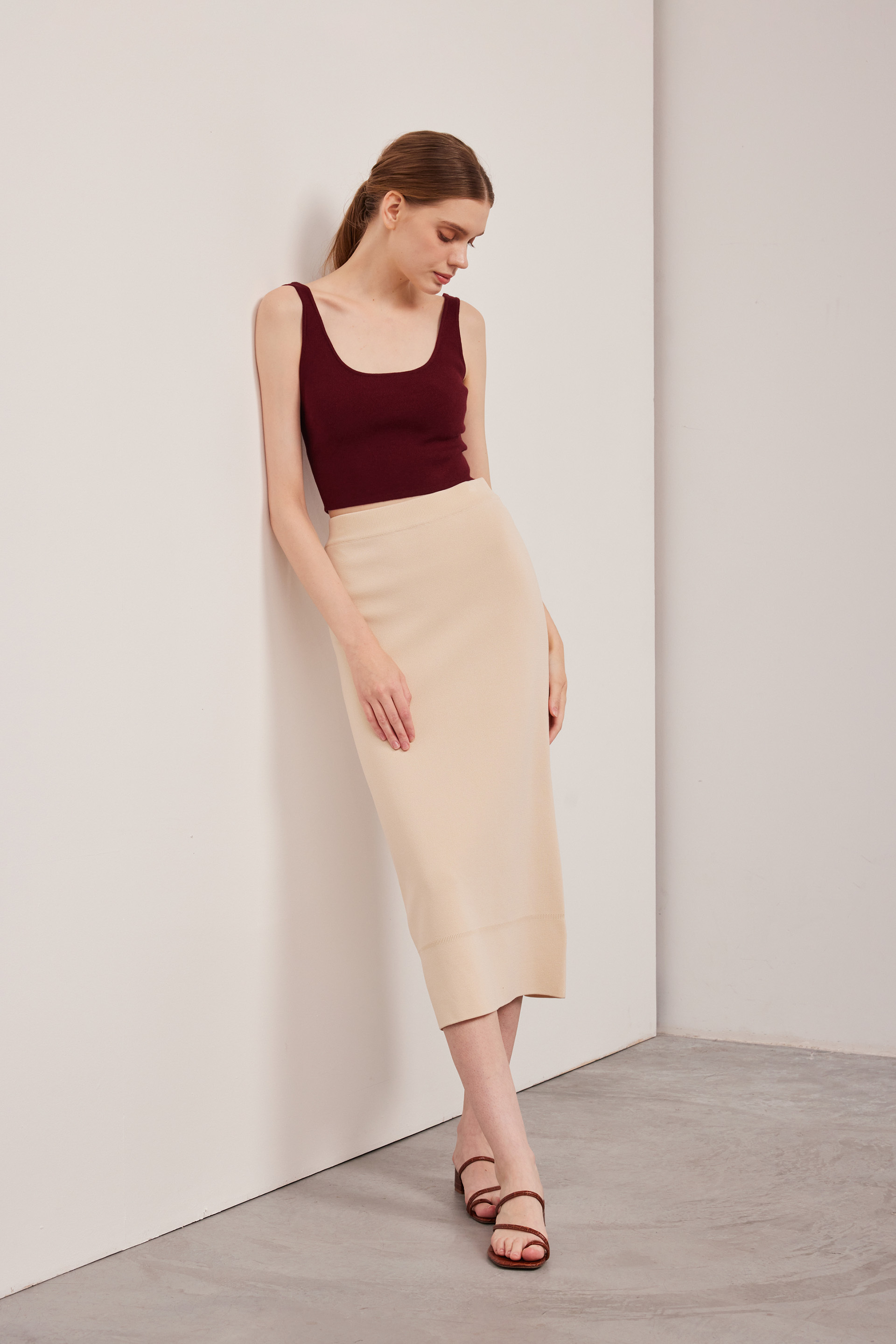 Square-Neck Knit Crop Top 