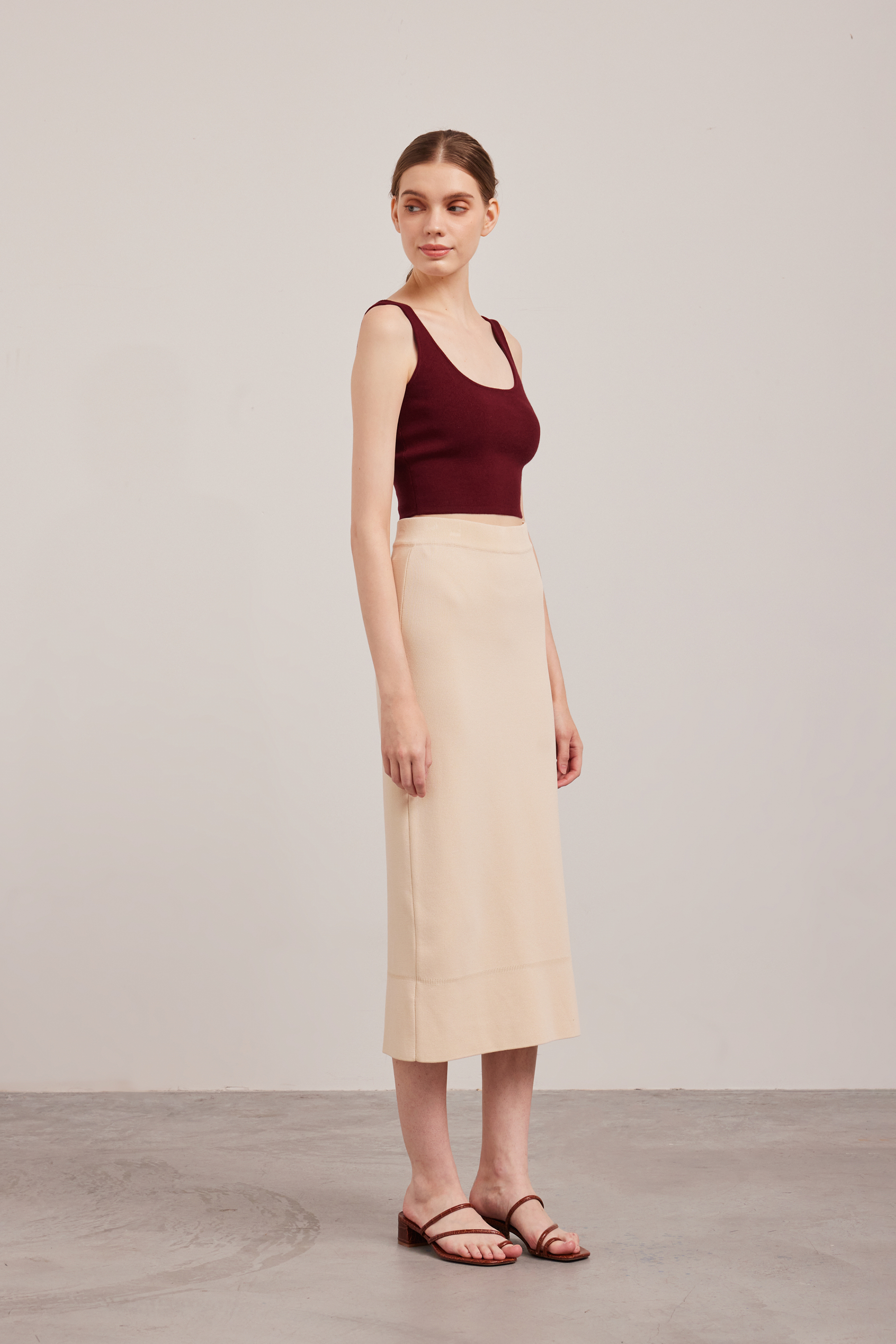 Square-Neck Knit Crop Top 