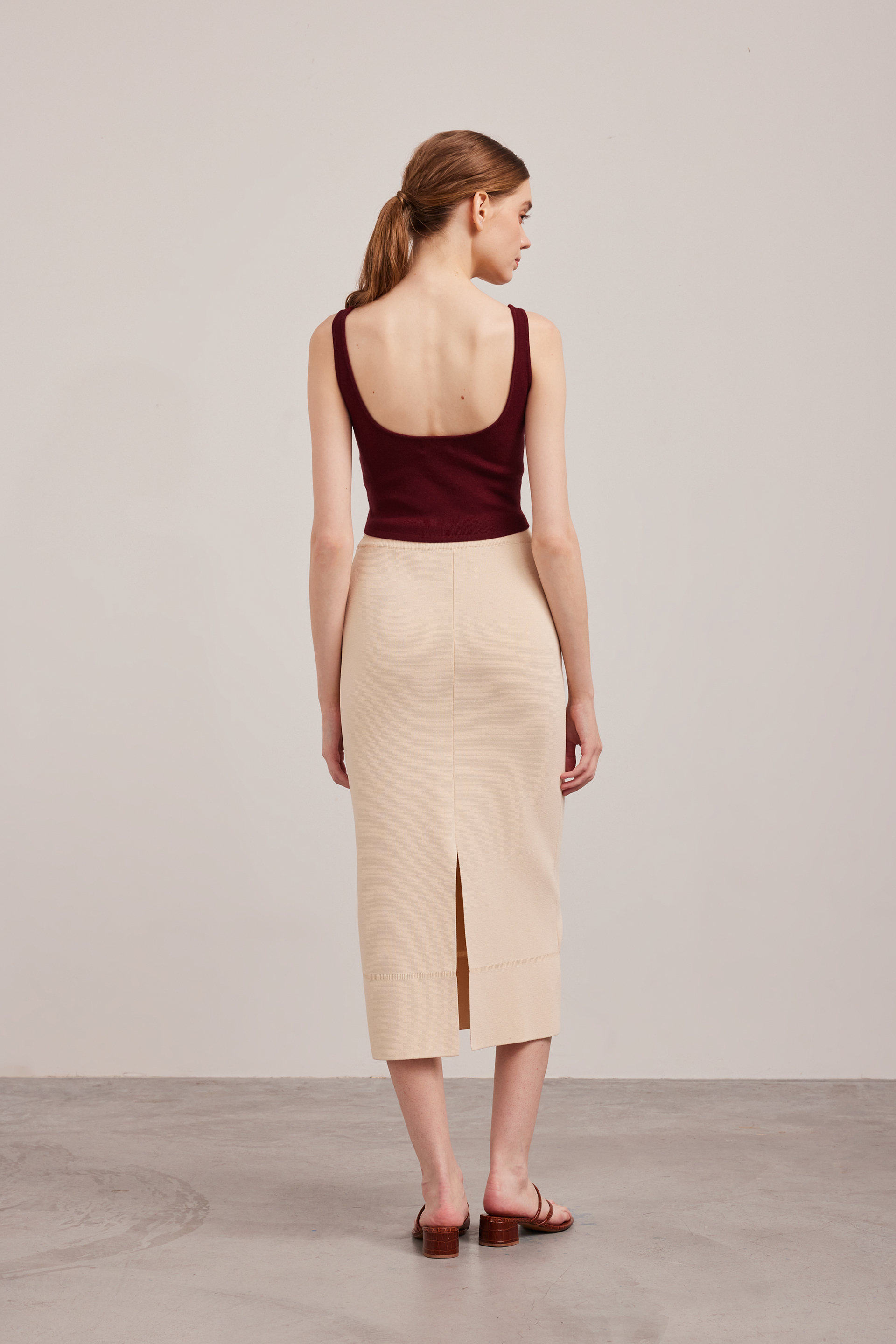 Square-Neck Knit Crop Top 