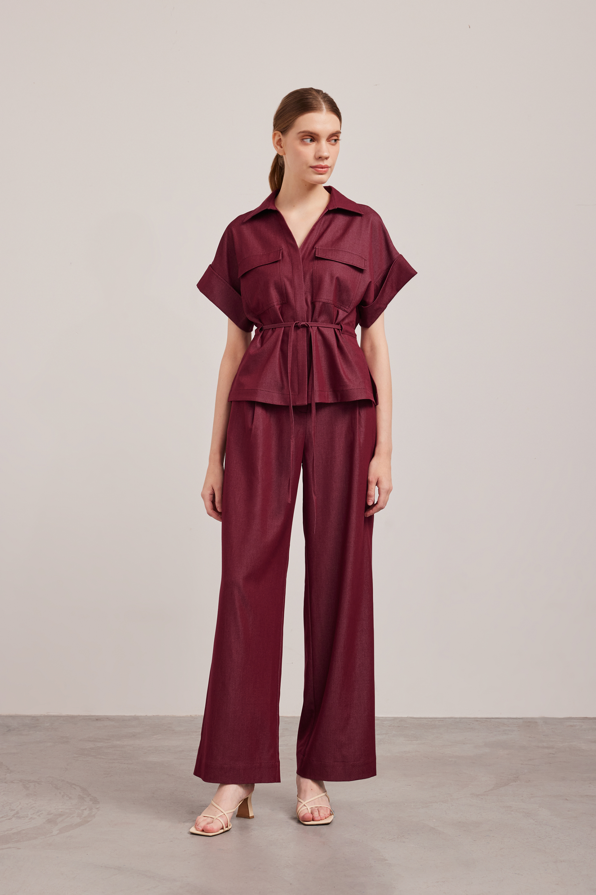 Chambray Full-Length Trousers