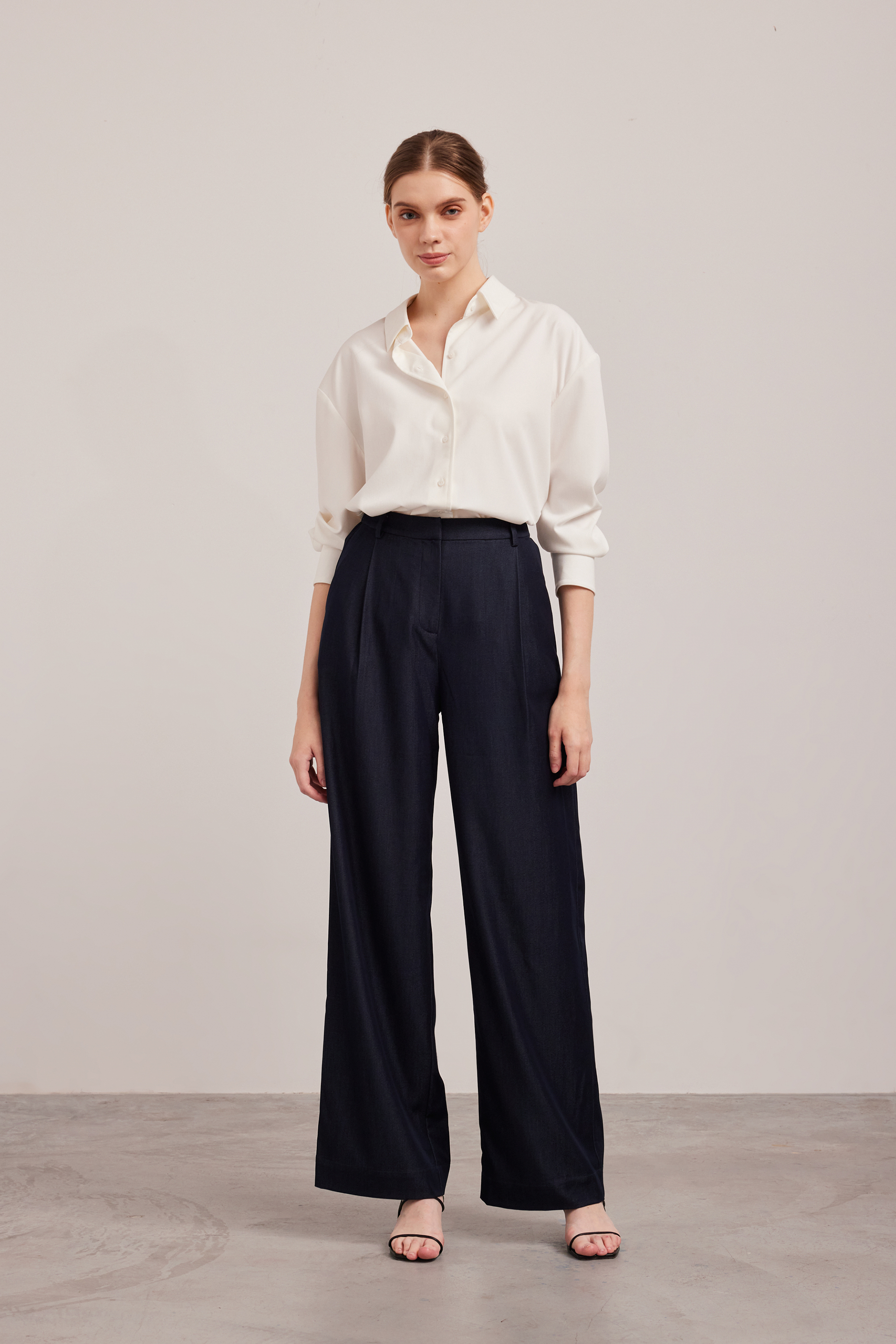 Chambray Full-Length Trousers