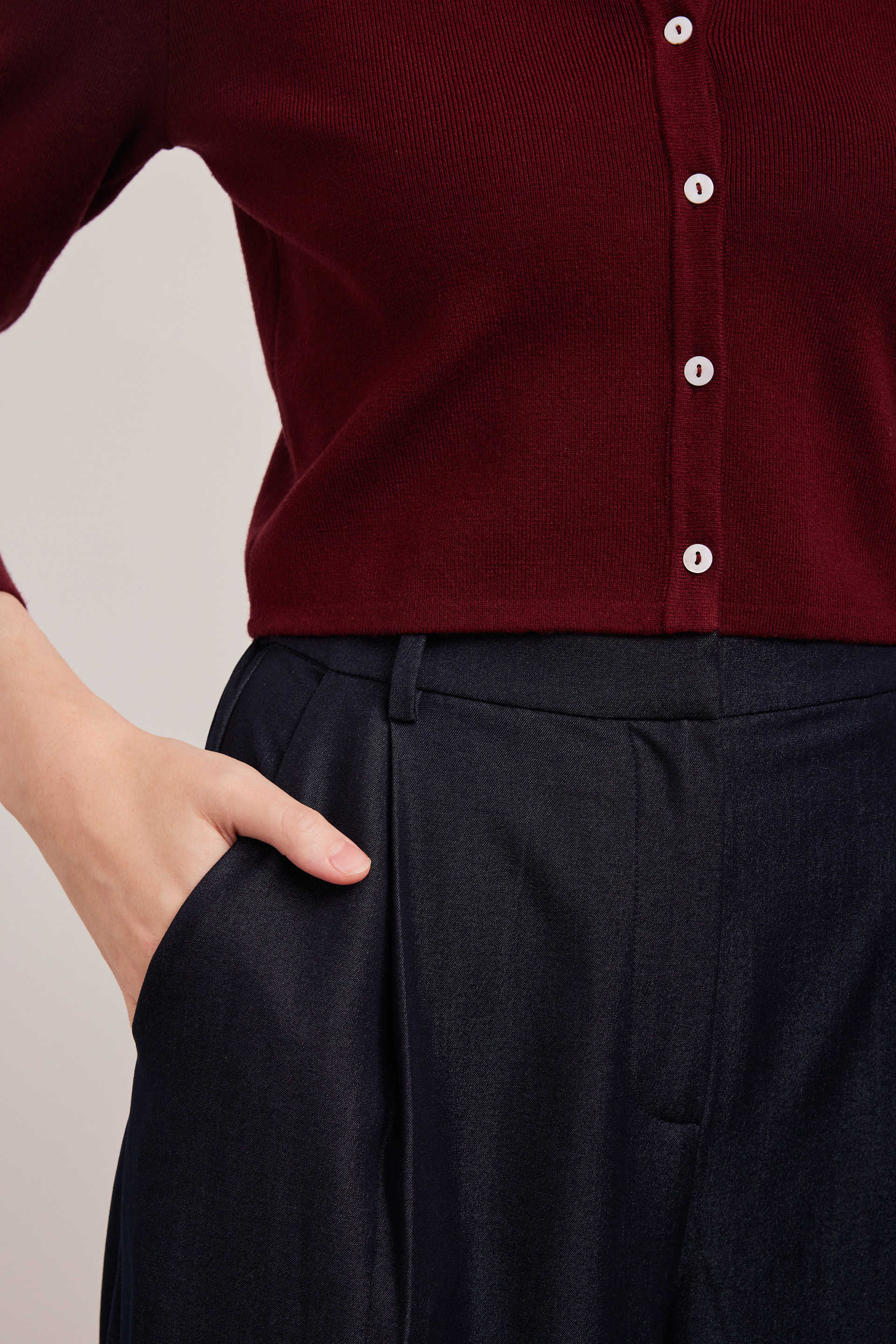 Chambray Full-Length Trousers