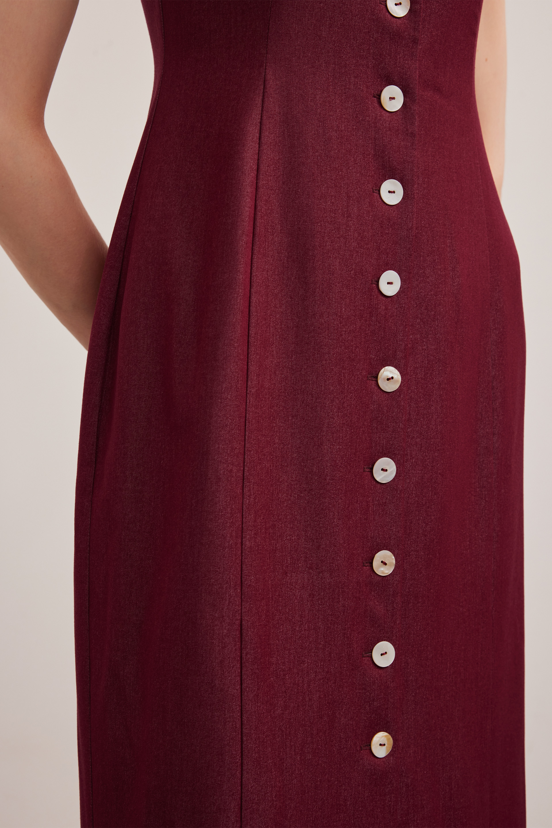 Chambray Button-Down Vest Dress