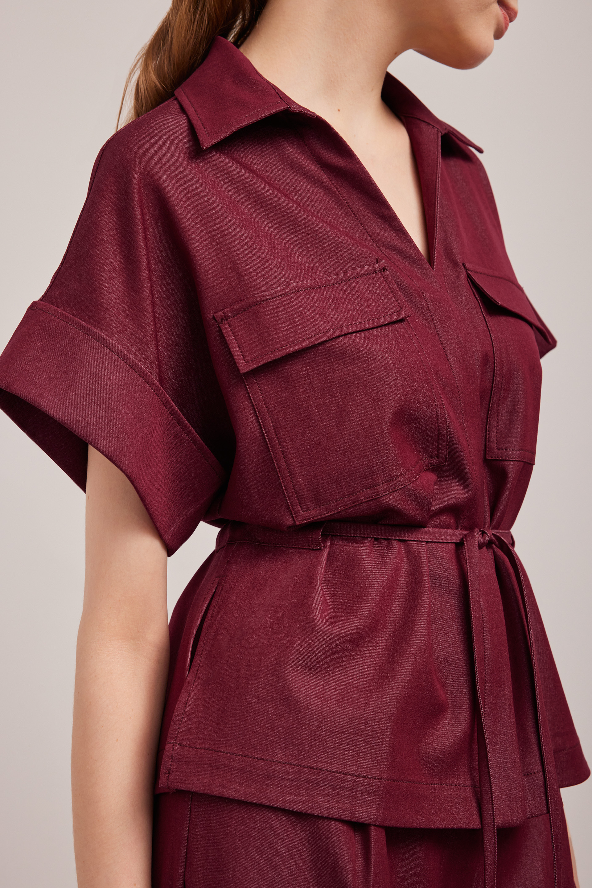 Relaxed Chambray Peplum Shirt