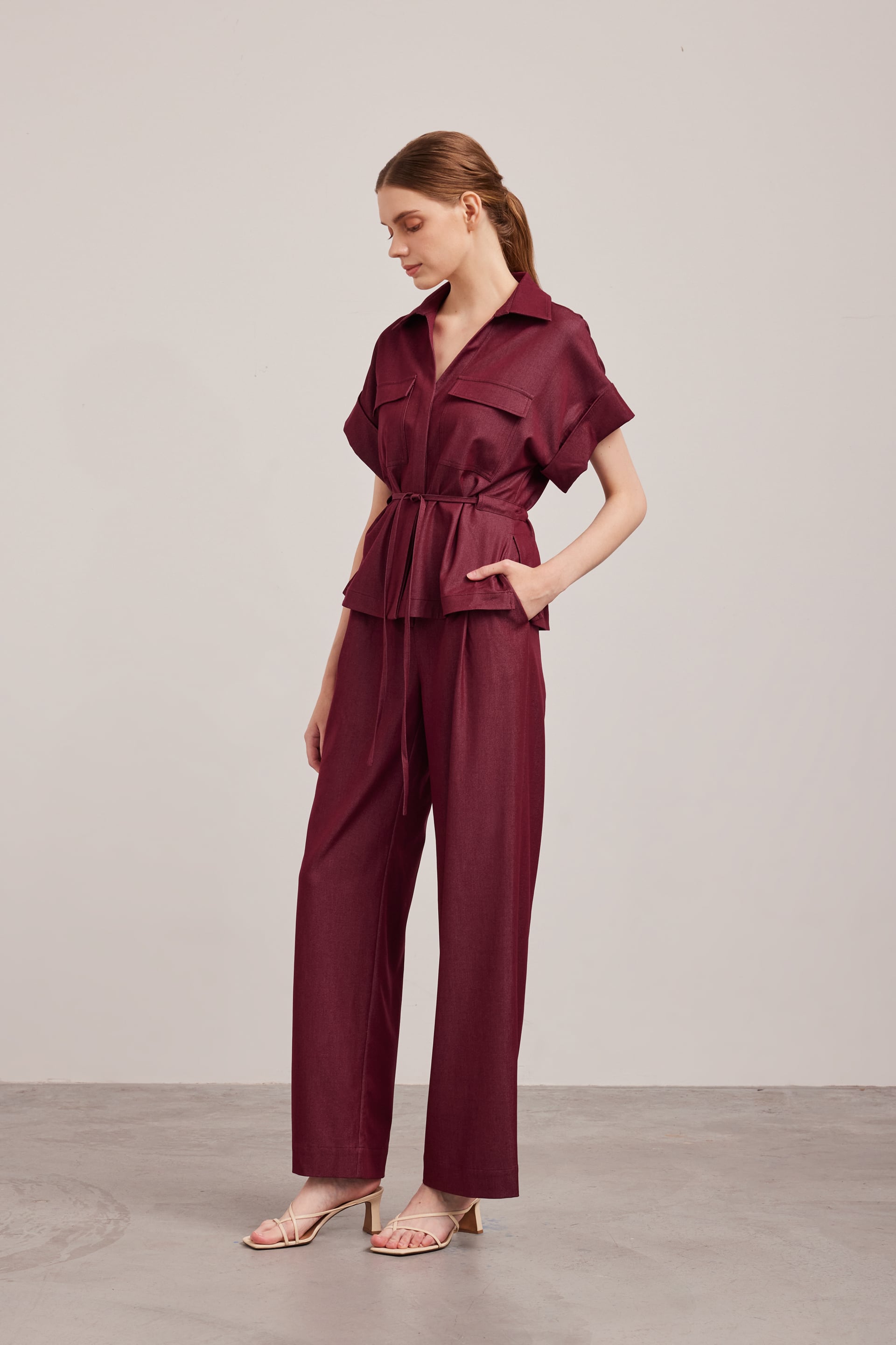 Relaxed Chambray Peplum Shirt