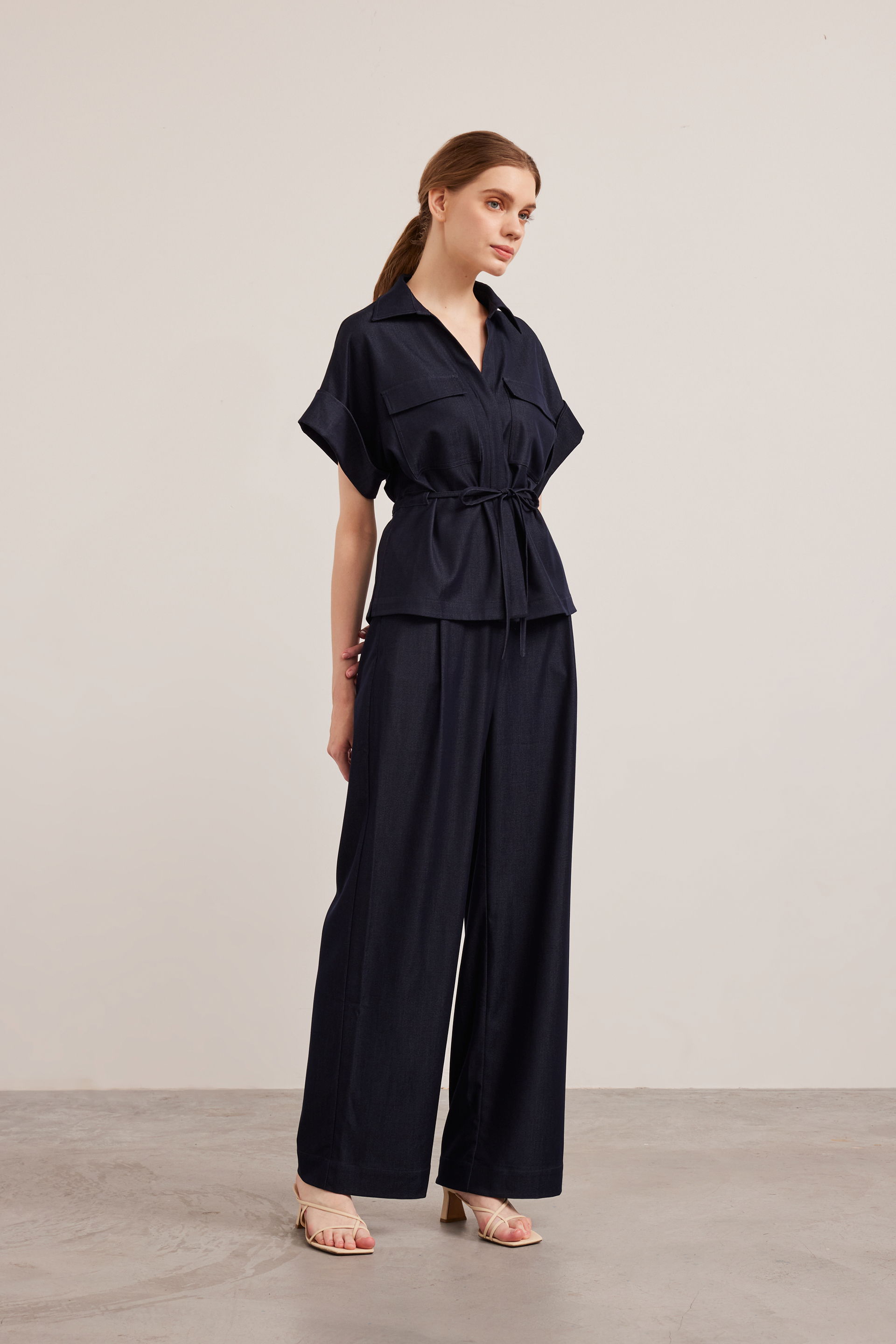 Relaxed Chambray Peplum Shirt