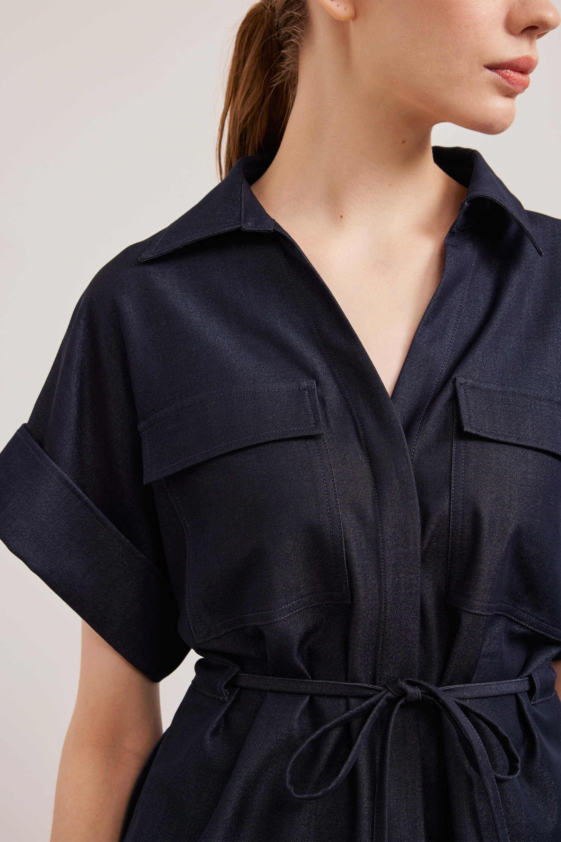 Relaxed Chambray Peplum Shirt