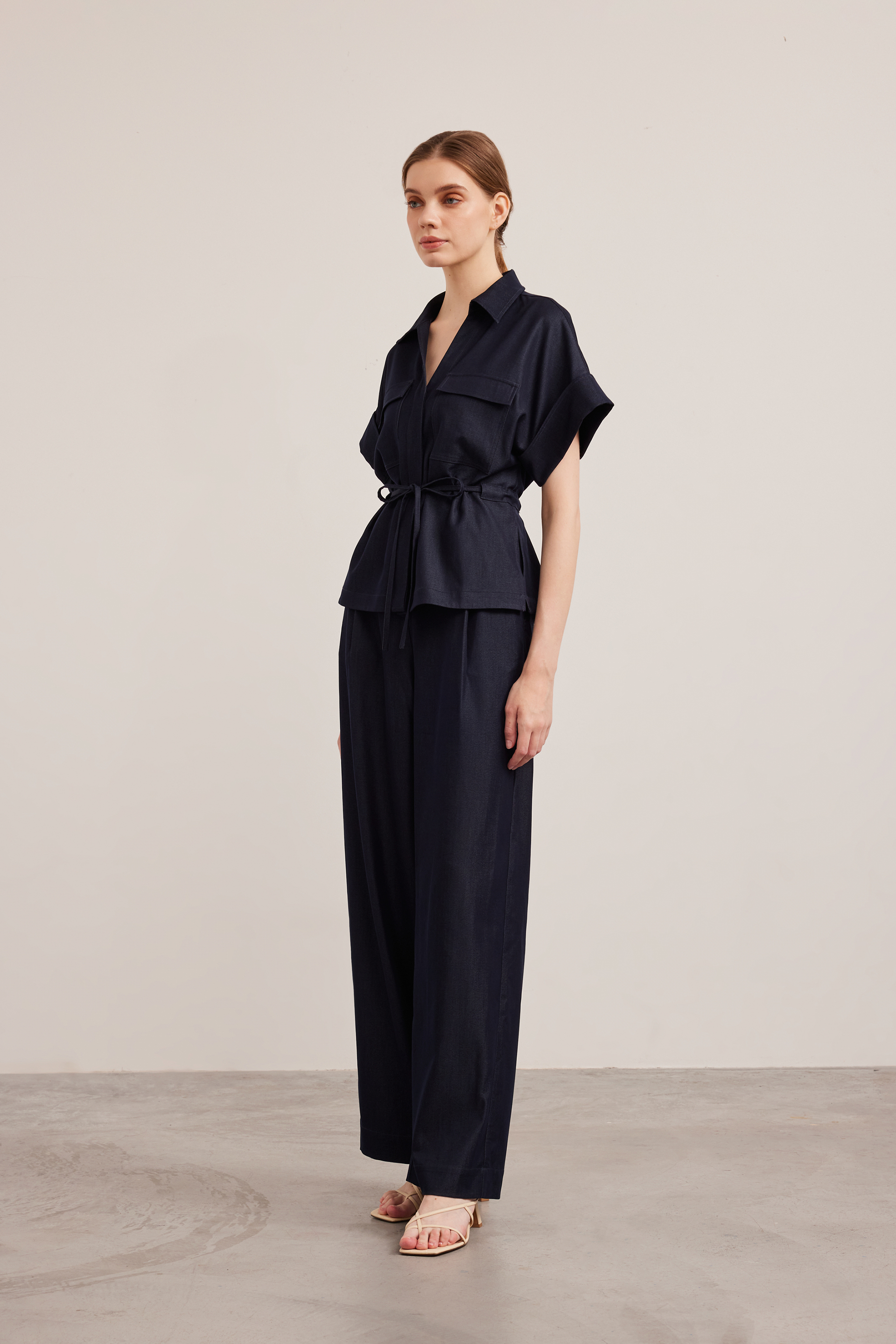 Relaxed Chambray Peplum Shirt