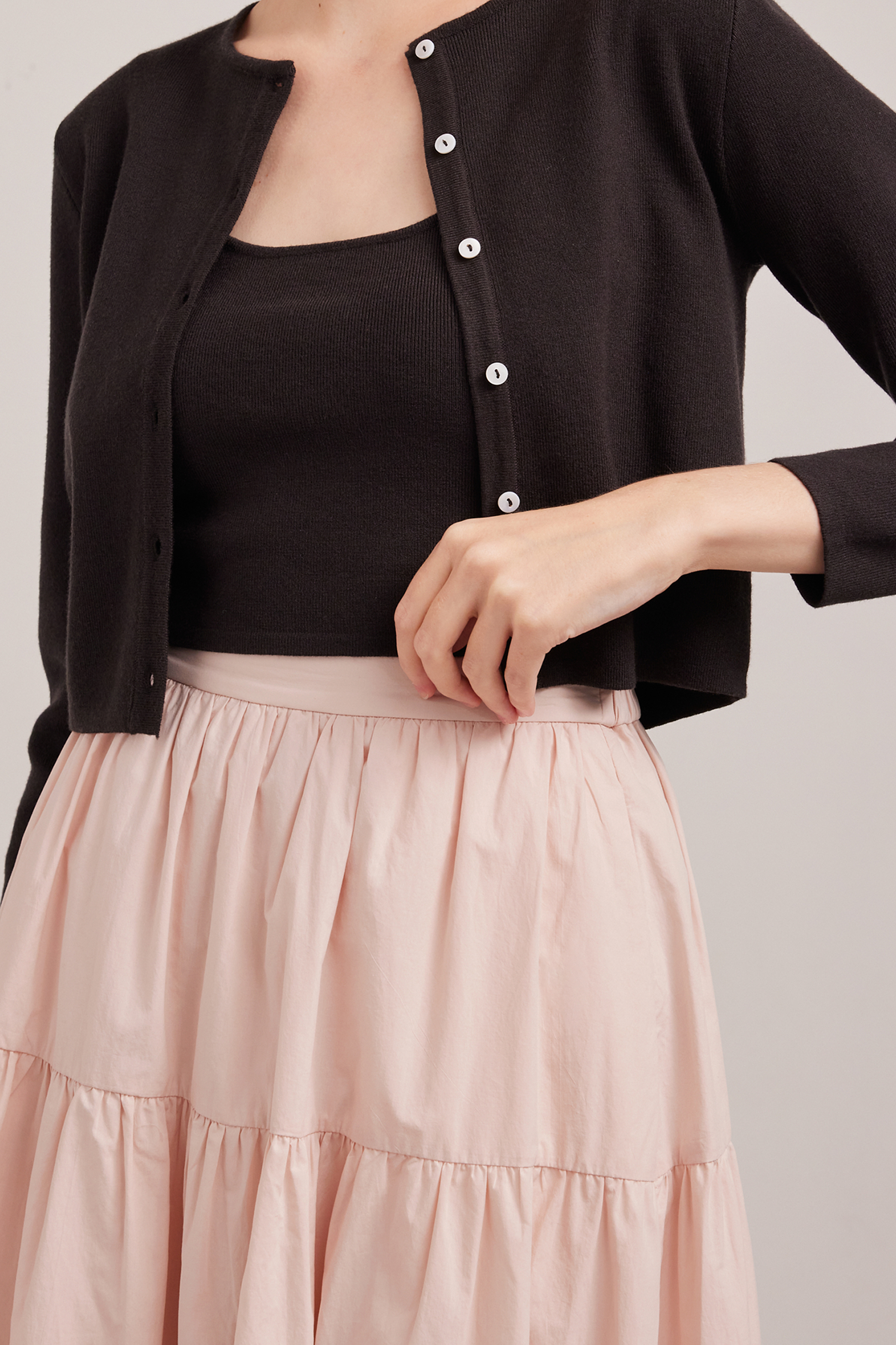 Cotton Tiered Midi Skirt