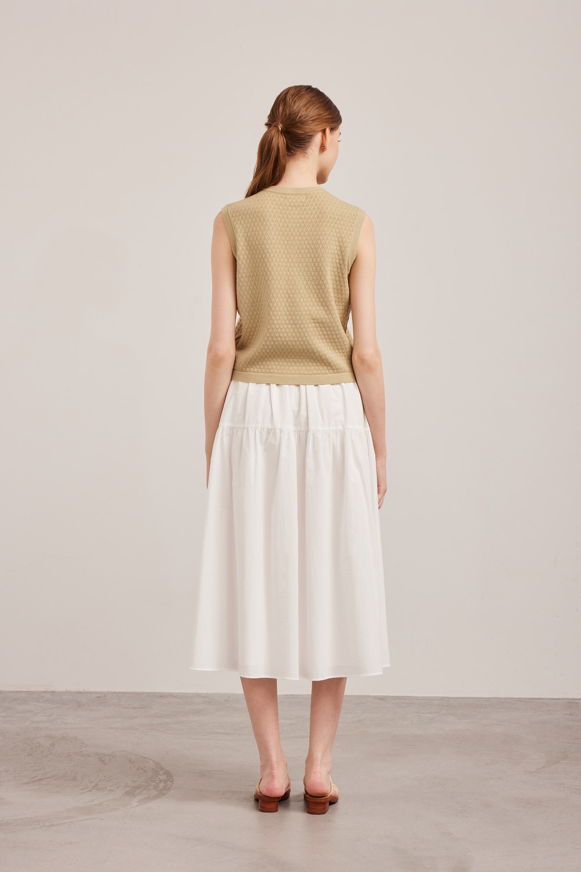 Cotton Tiered Midi Skirt