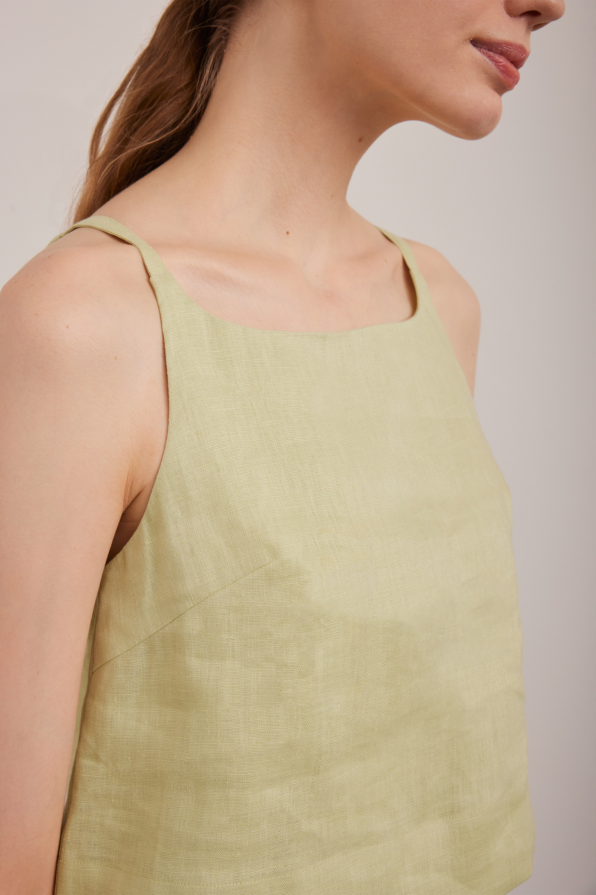 Linen Wide-Neck Top