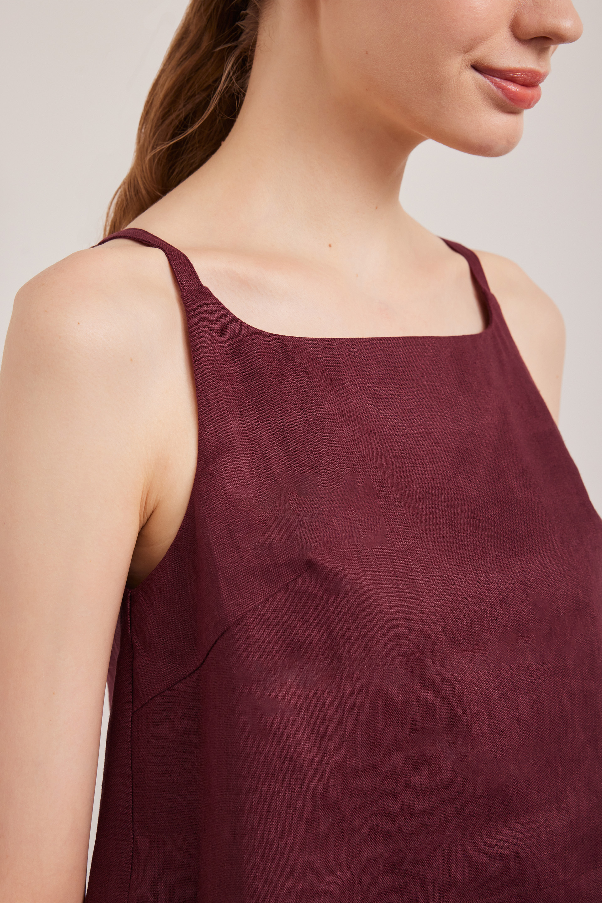 Linen Wide-Neck Top