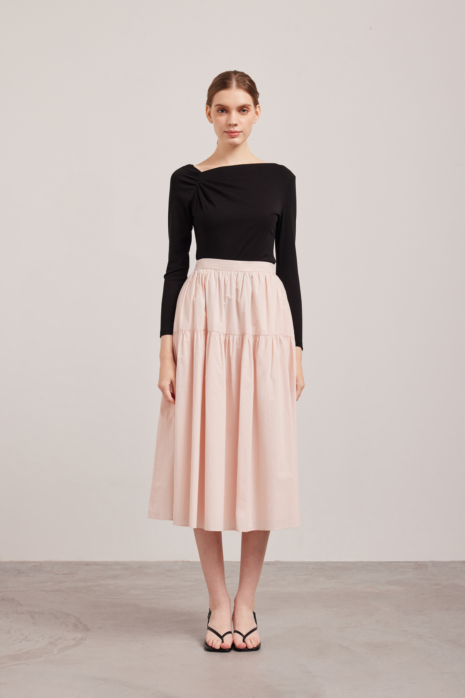 Gathered Asymmetrical Jersey Top