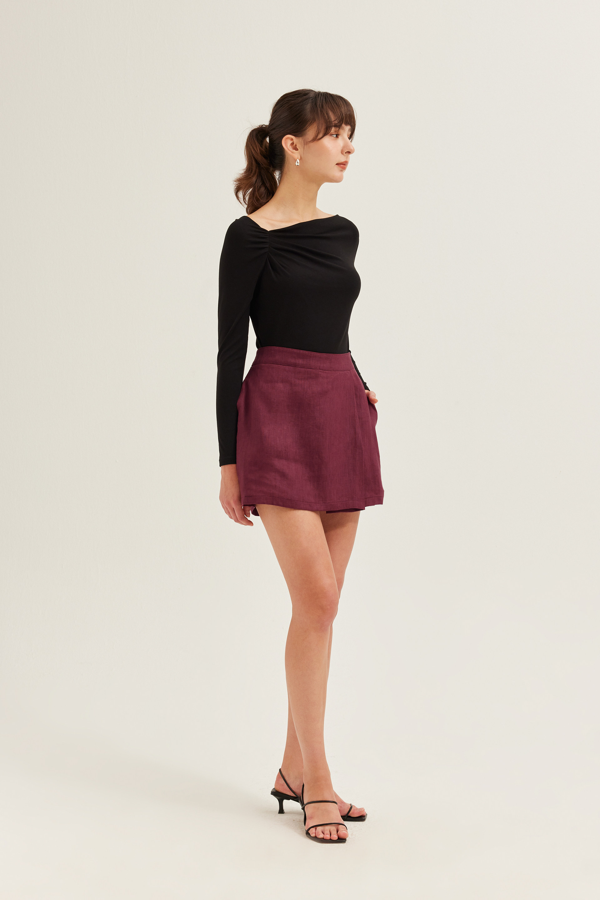 Gathered Asymmetrical Jersey Top