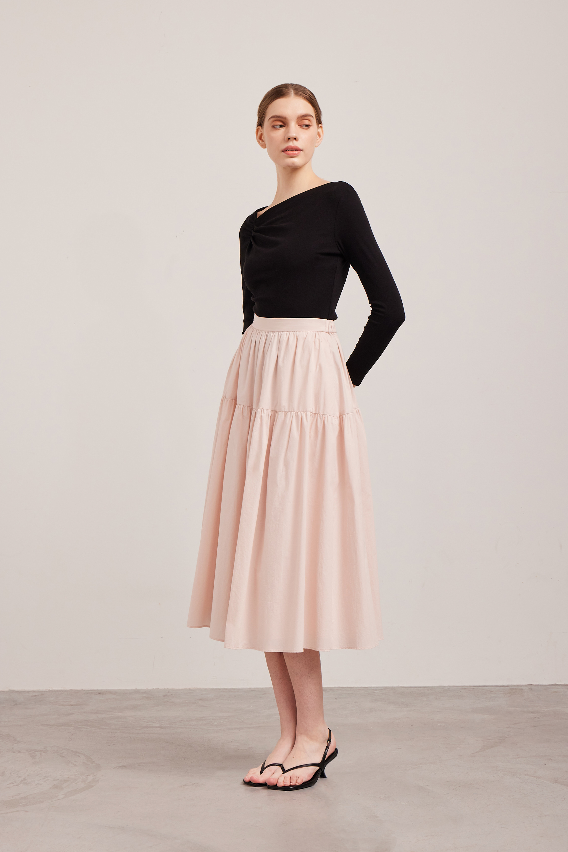 Gathered Asymmetrical Jersey Top