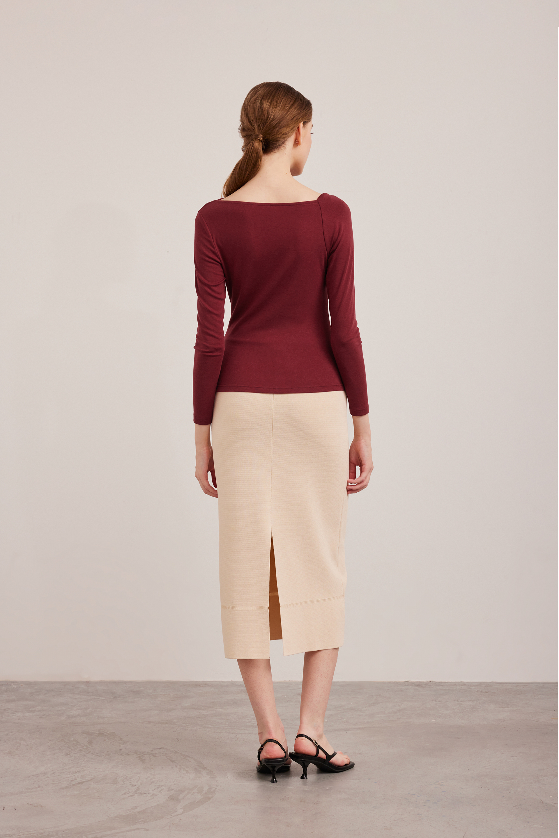 Gathered Asymmetrical Jersey Top