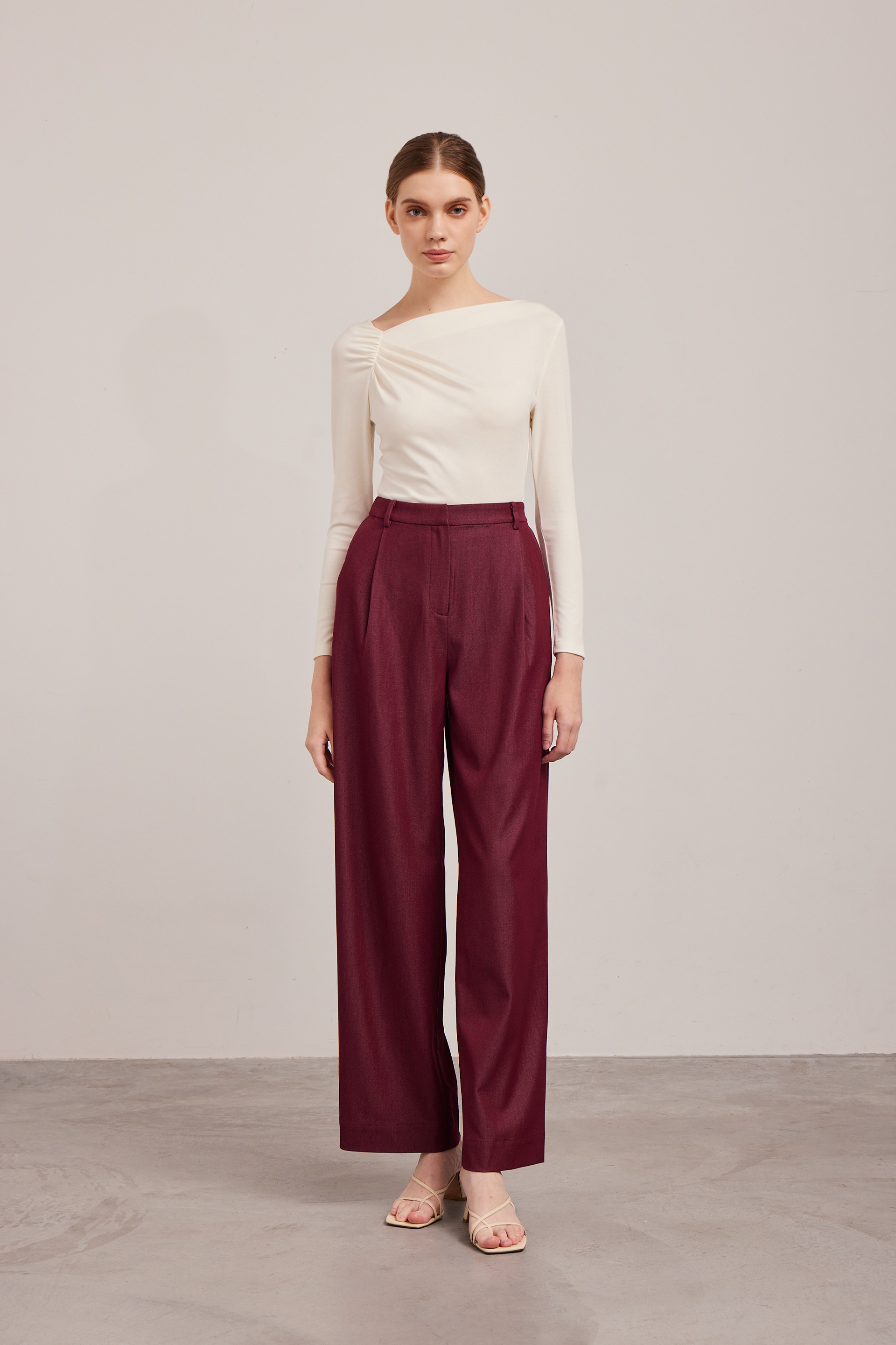 Gathered Asymmetrical Jersey Top