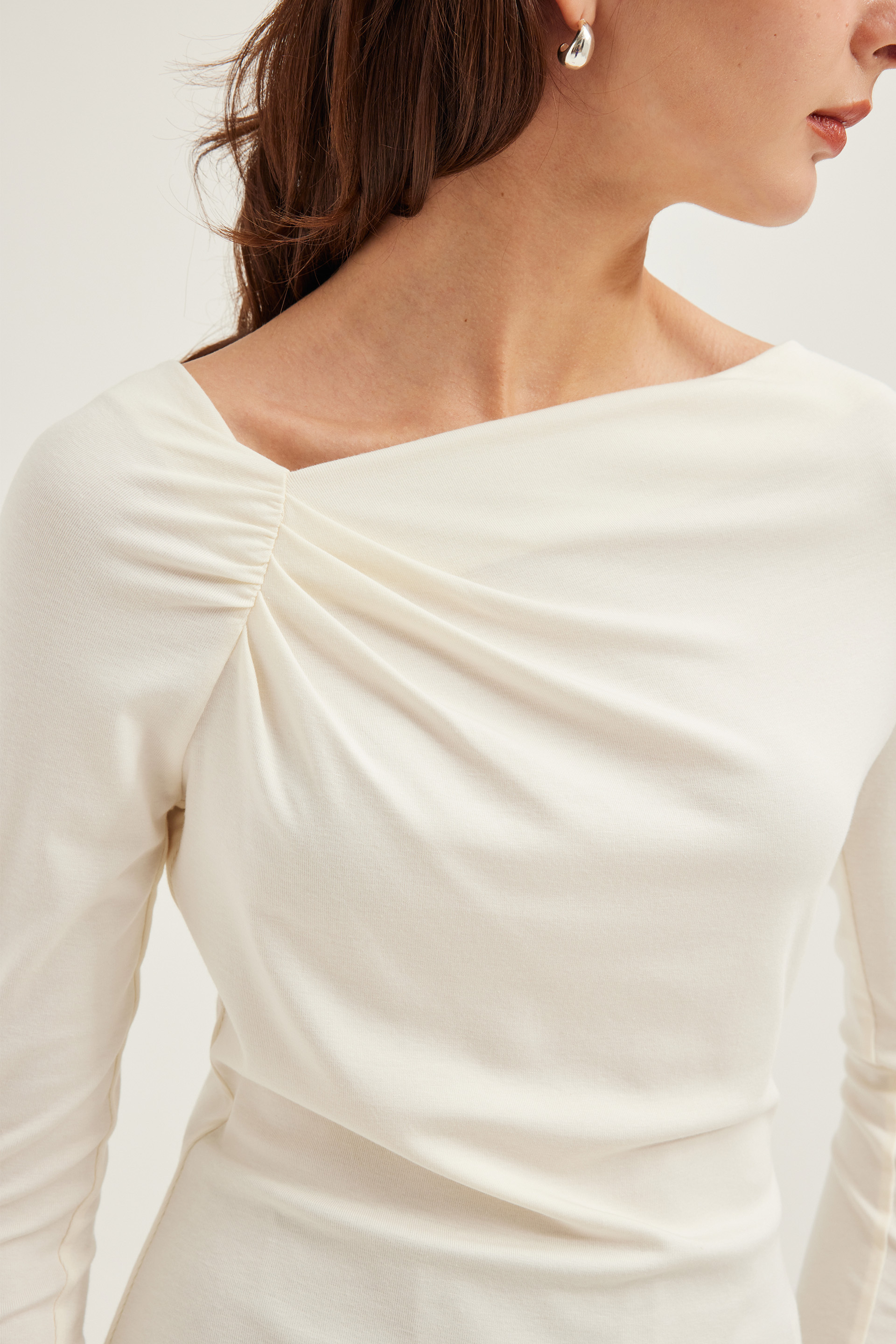 Gathered Asymmetrical Jersey Top