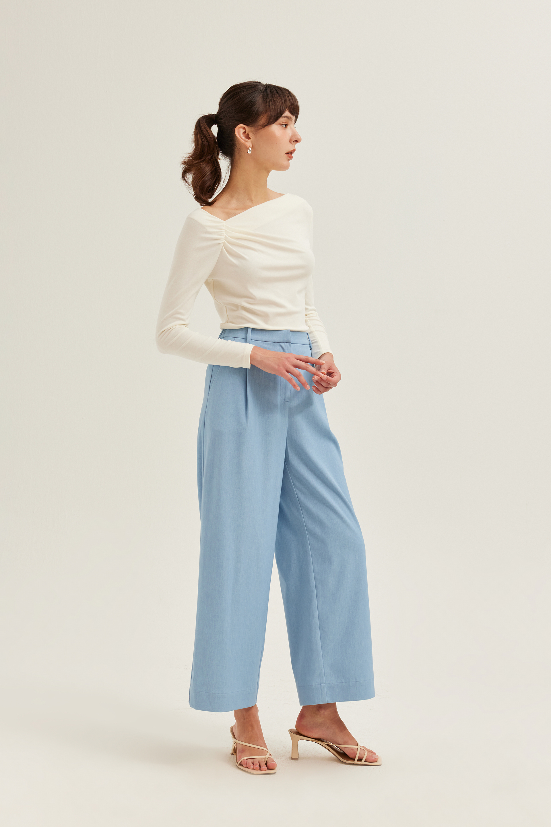 Gathered Asymmetrical Jersey Top