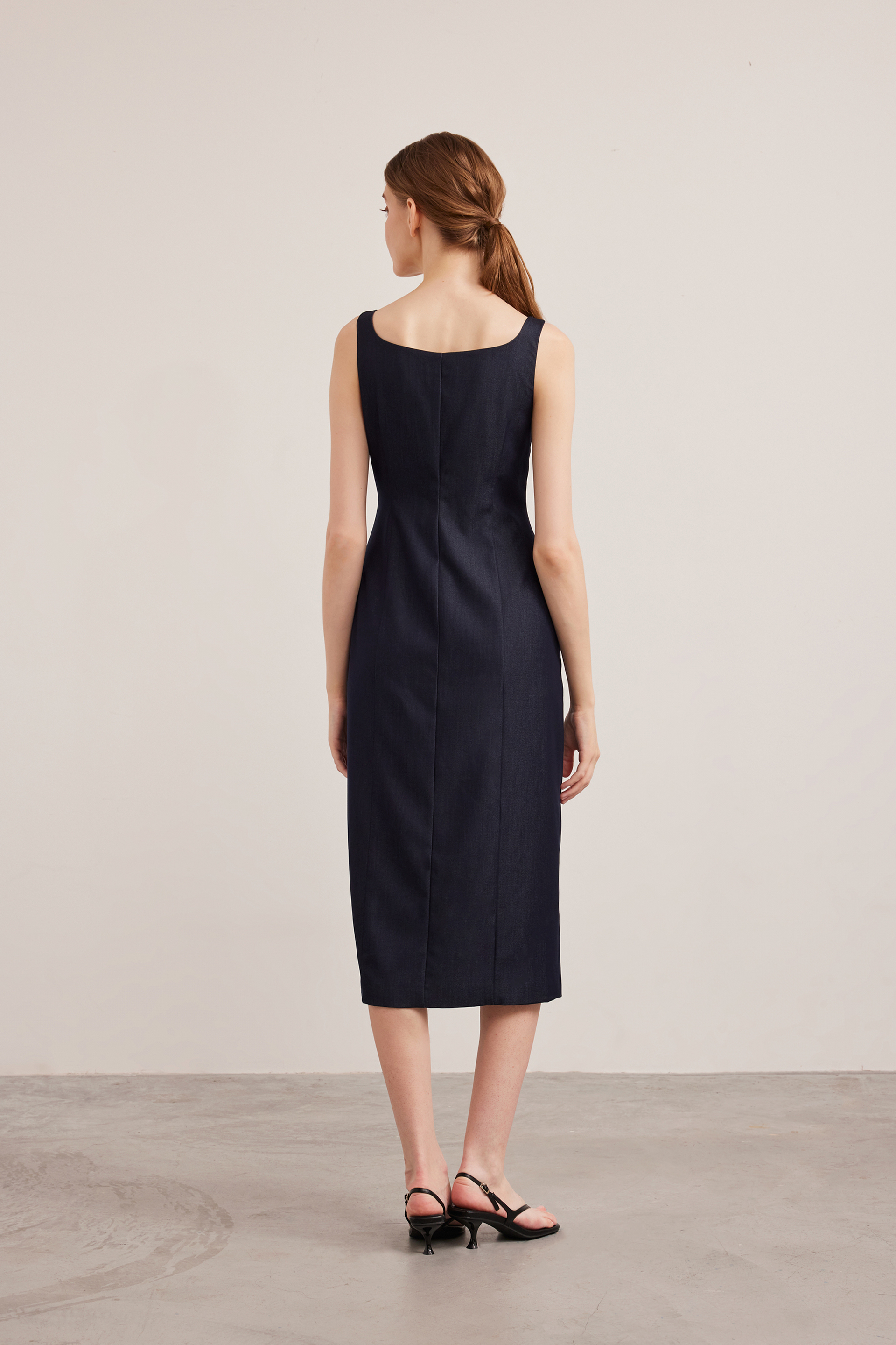 Chambray Button-Down Vest Dress