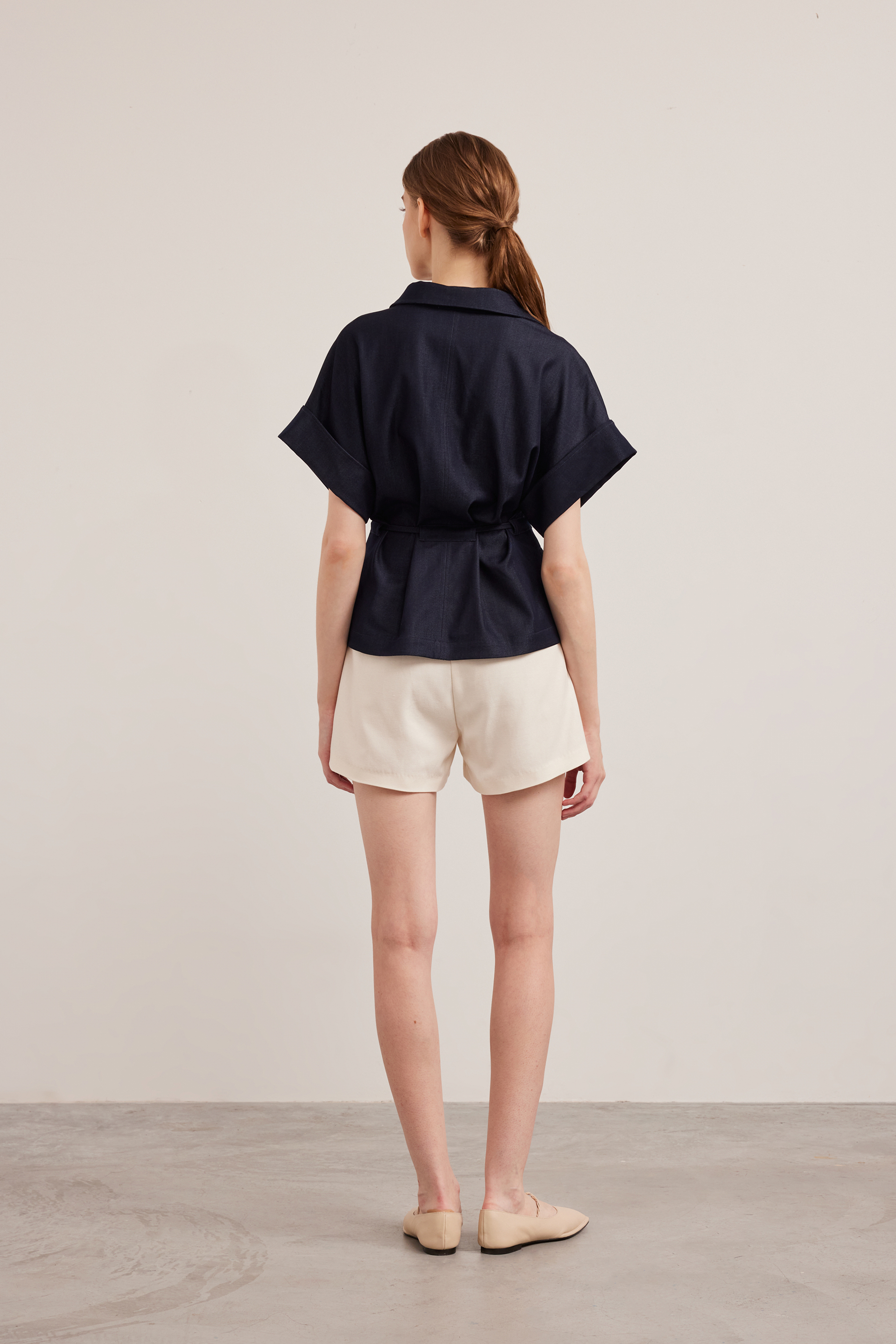 Relaxed Chambray Peplum Shirt