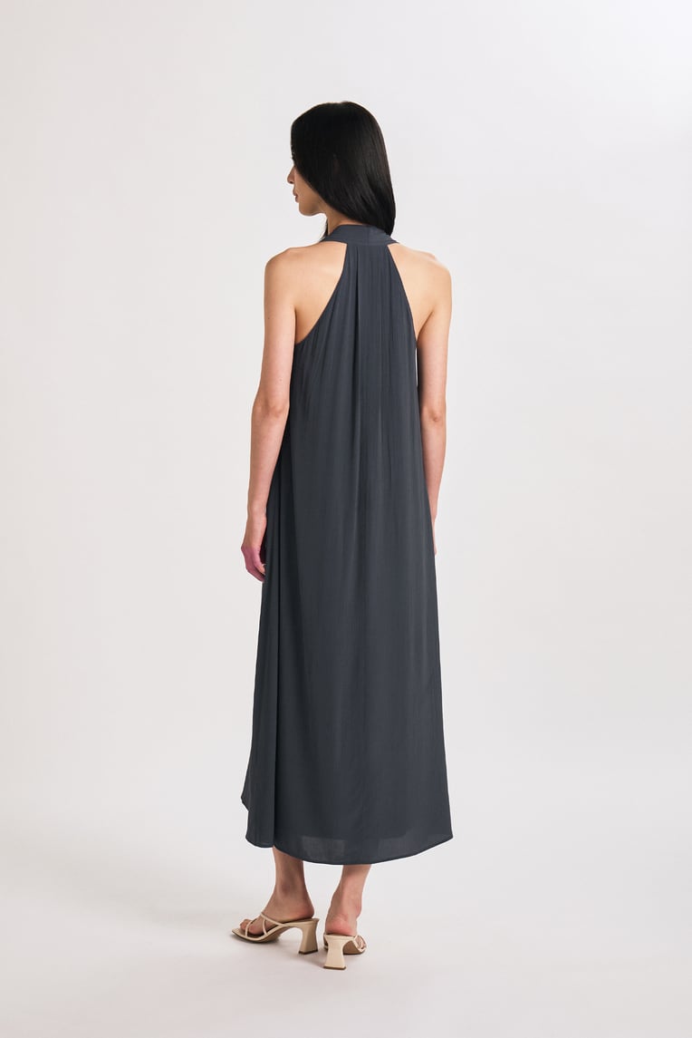 Crinkled U-Neck Tent Dress