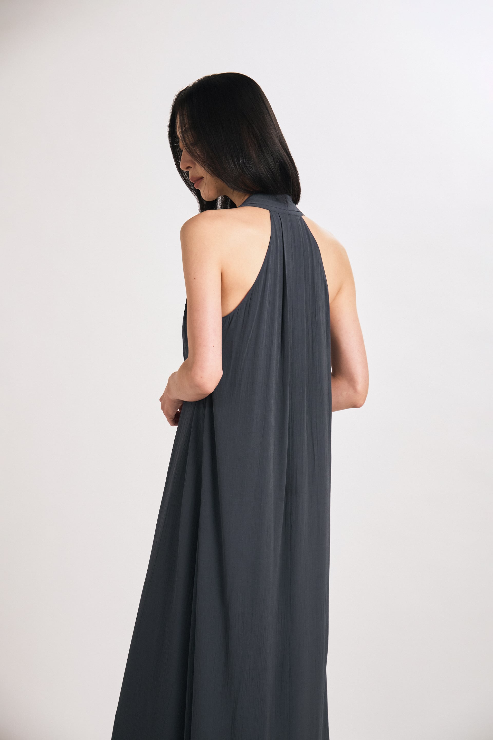 Crinkled U-Neck Tent Dress
