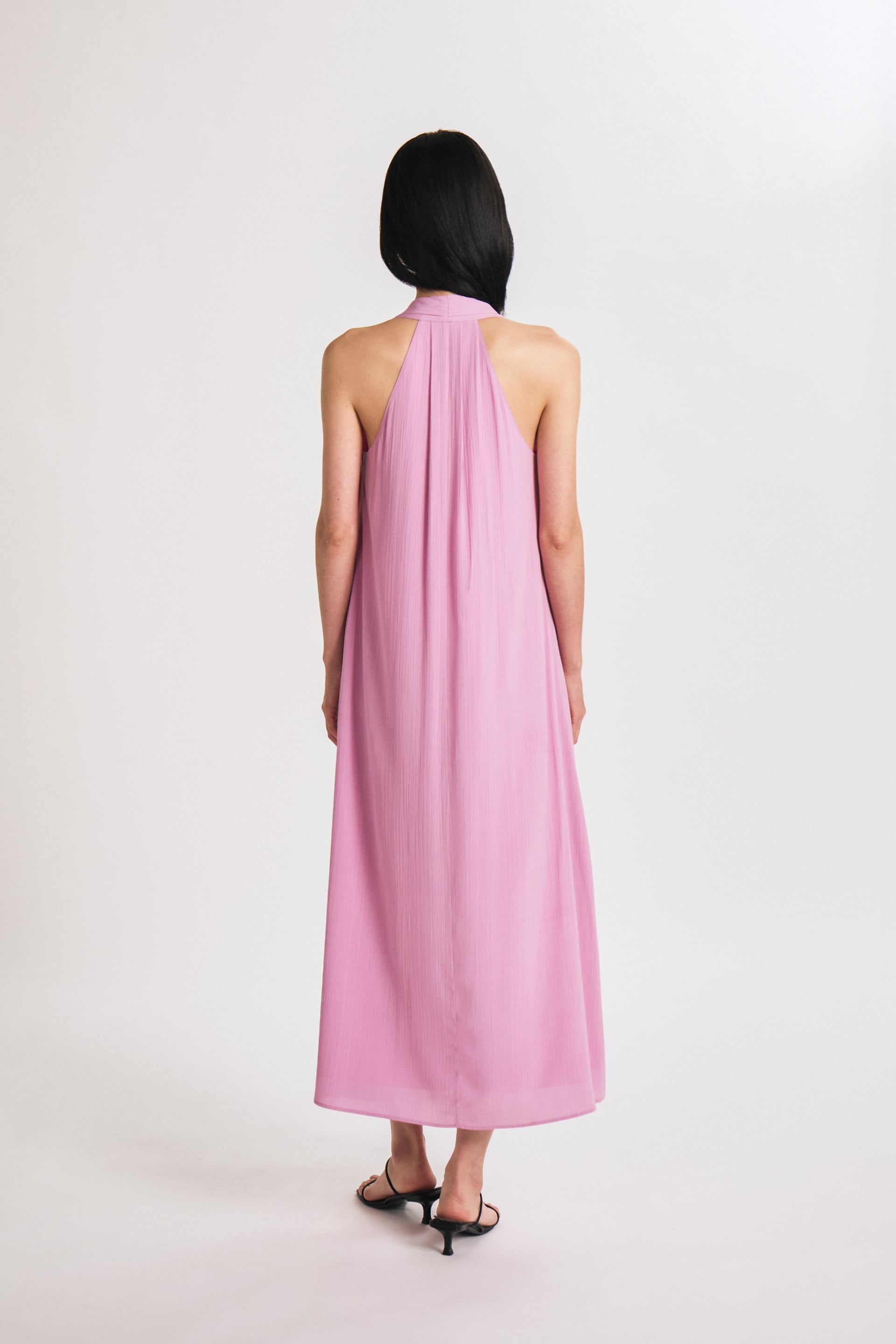 Crinkled U-Neck Tent Dress