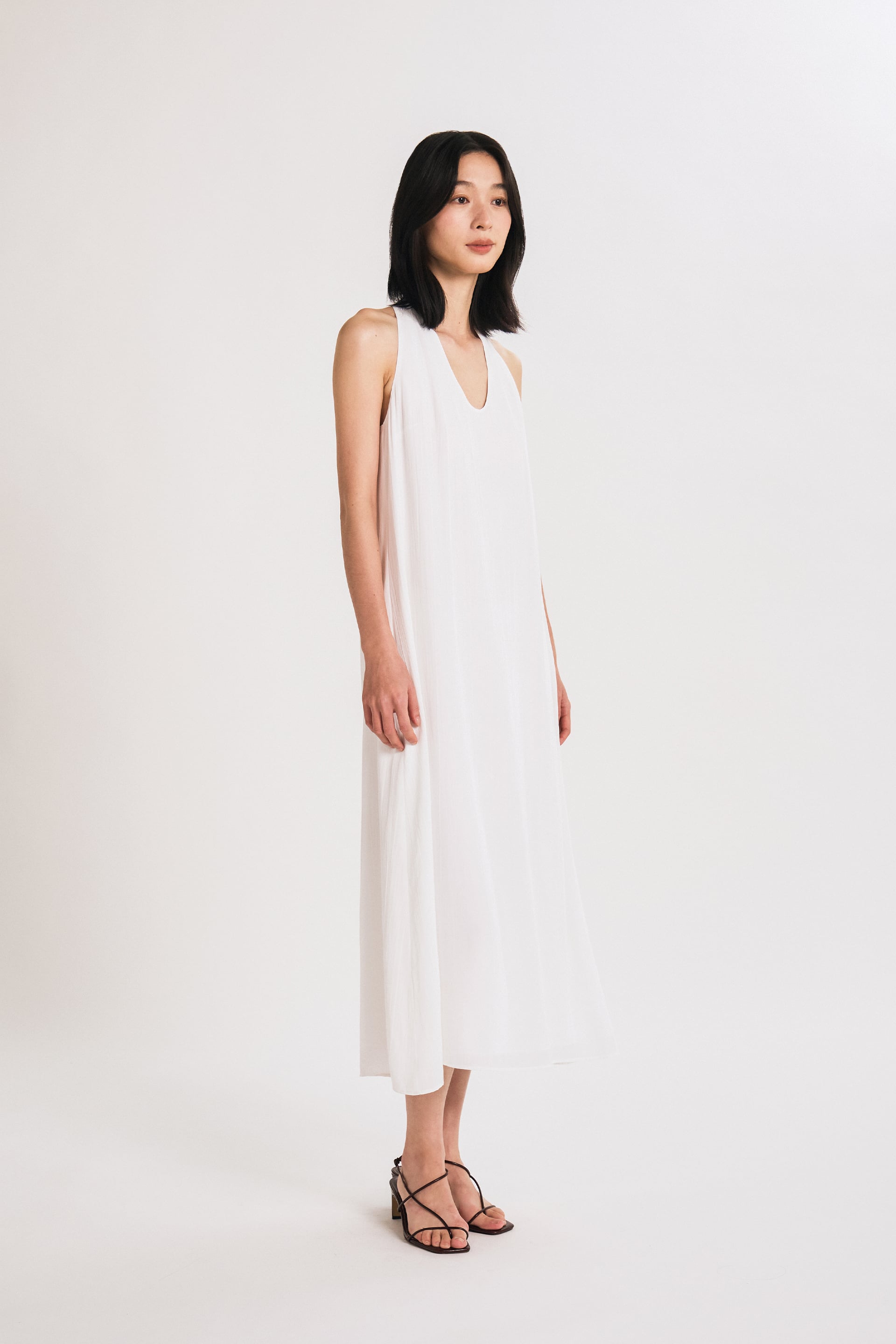 Crinkled U-Neck Tent Dress