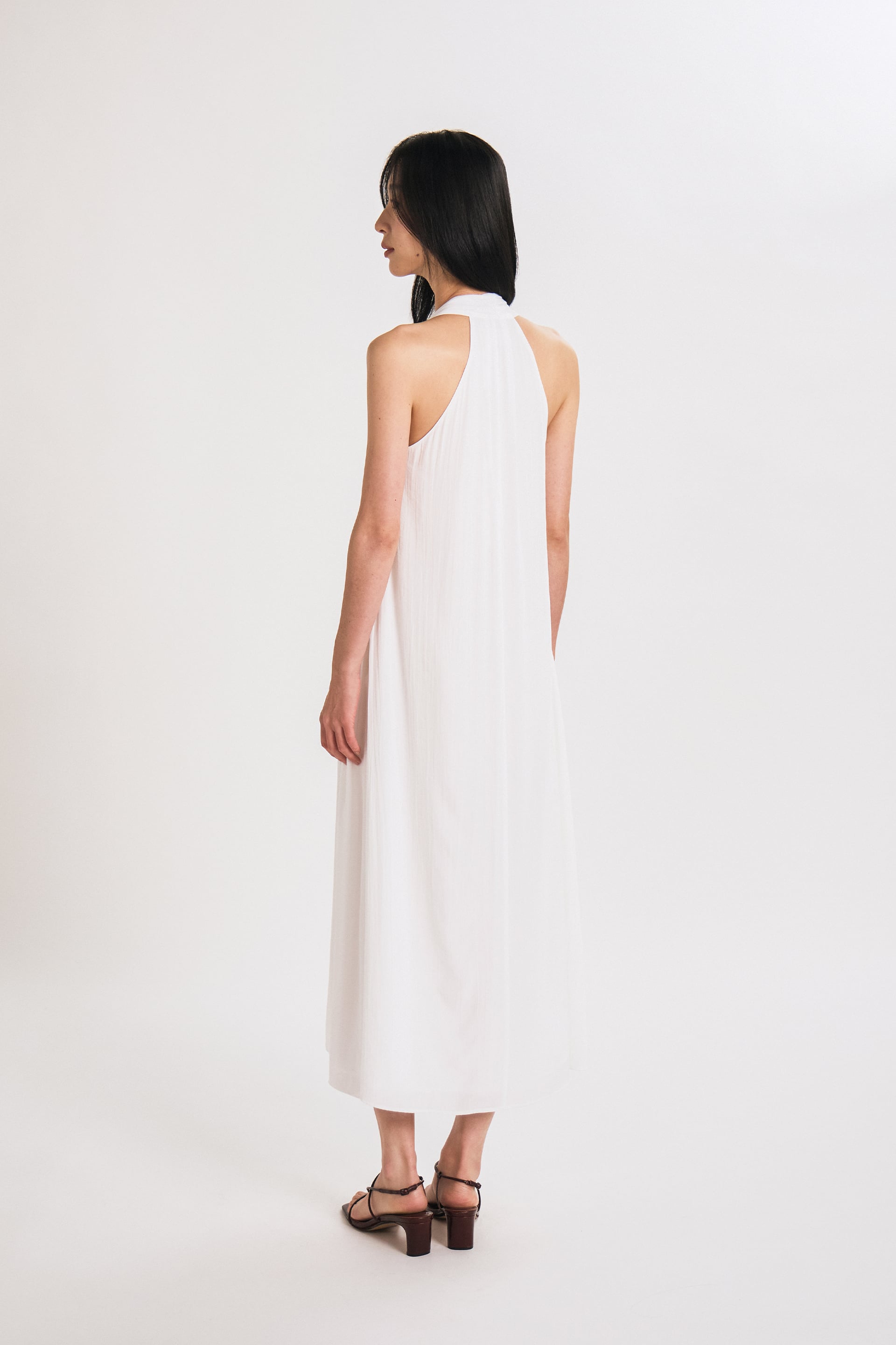 Crinkled U-Neck Tent Dress