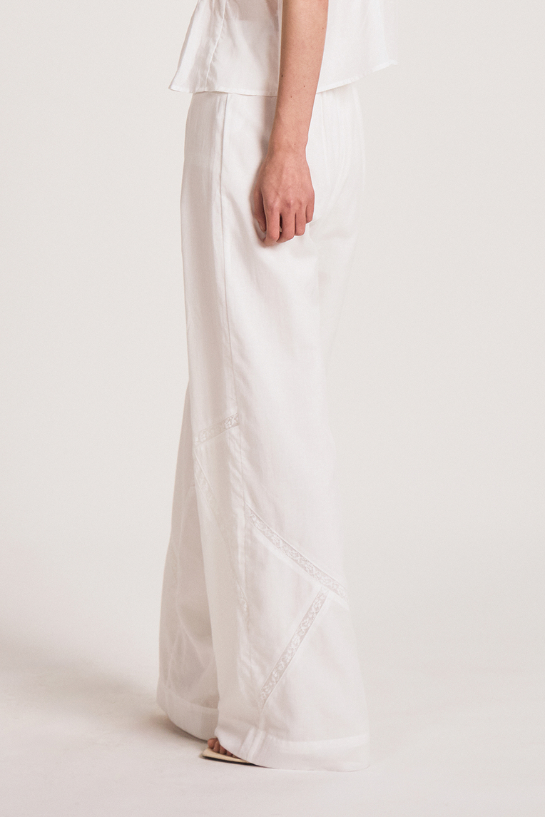 Lace-Trim Full-Length Trousers