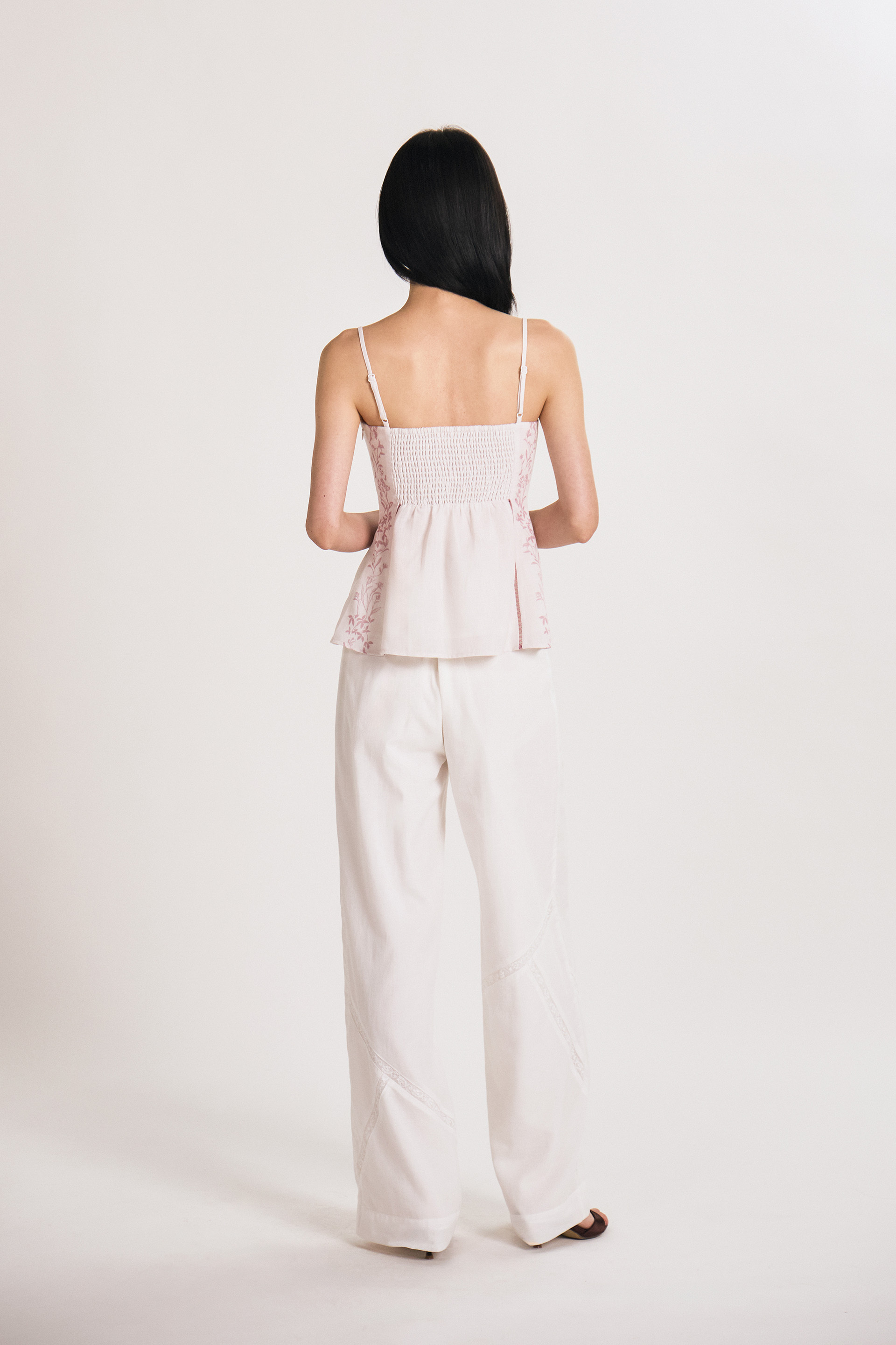 Lace-Trim Full-Length Trousers