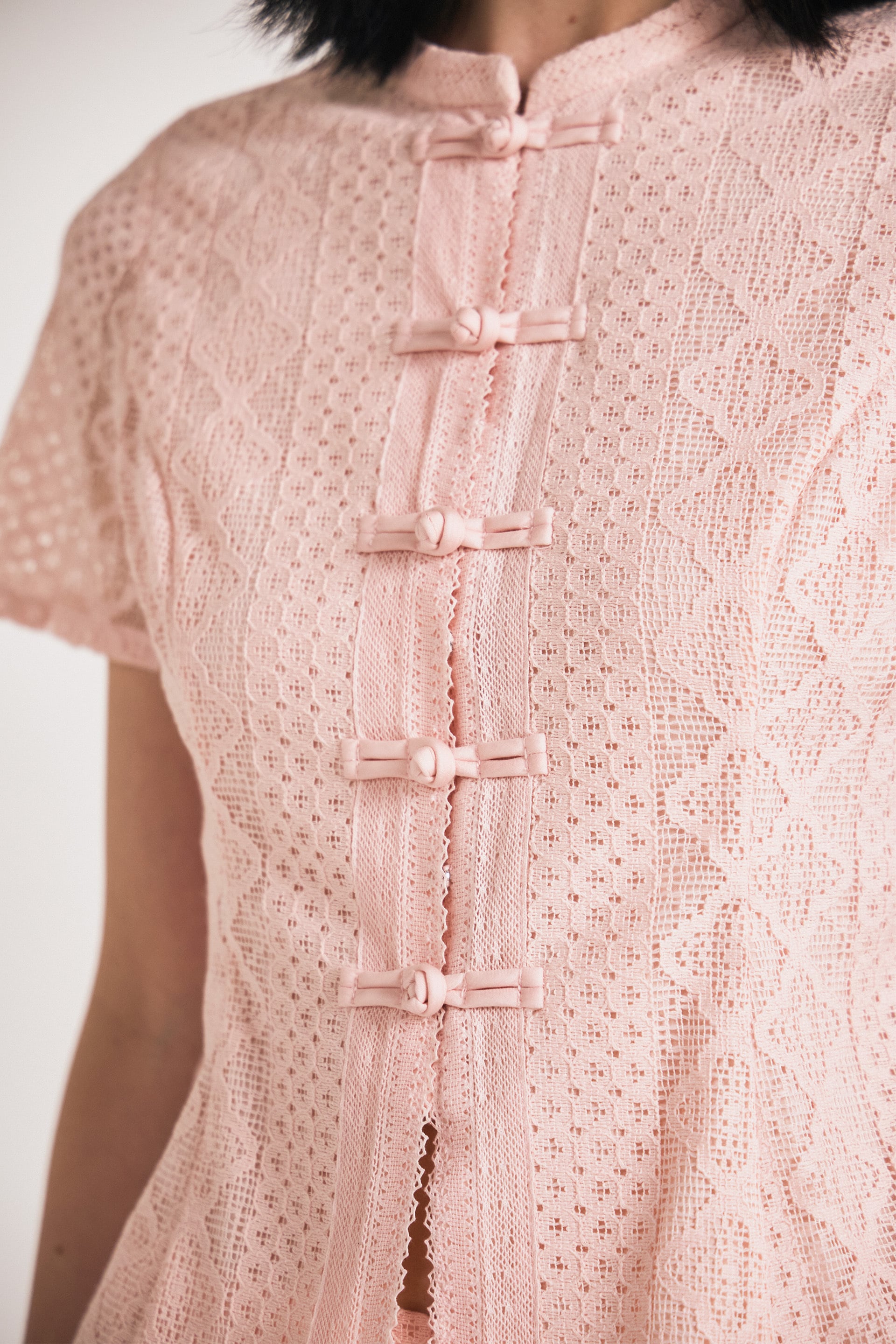 Lace Mandarin-Collar Top