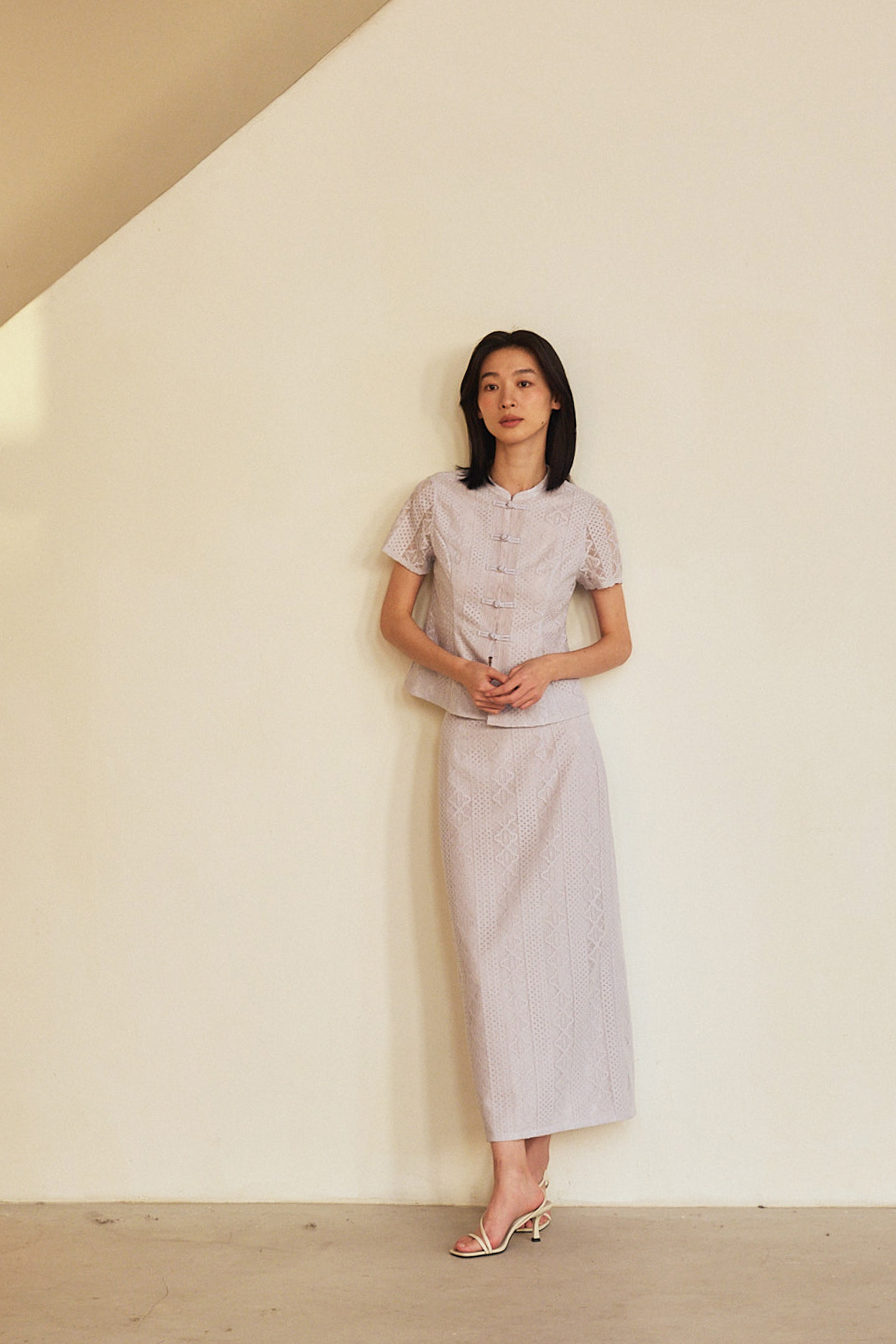 Lace Mandarin-Collar Top