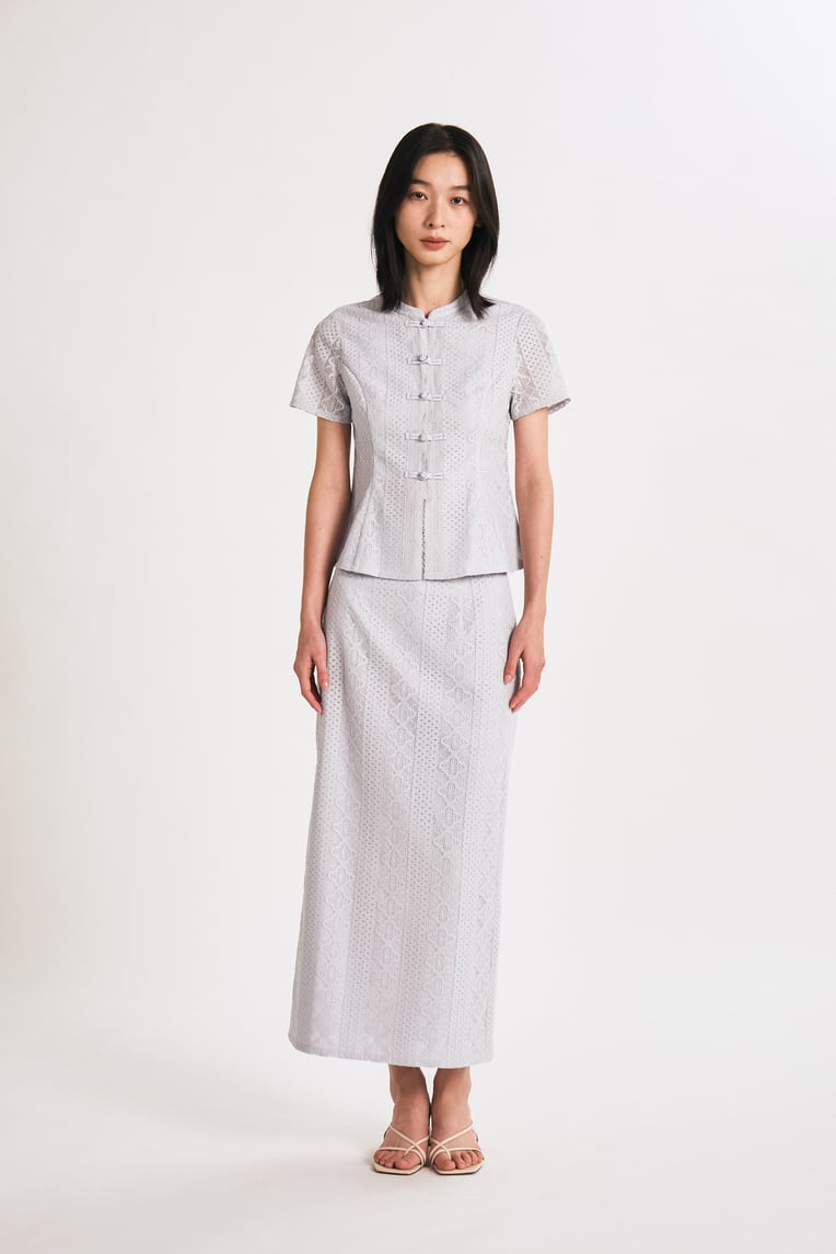 Lace Mandarin-Collar Top