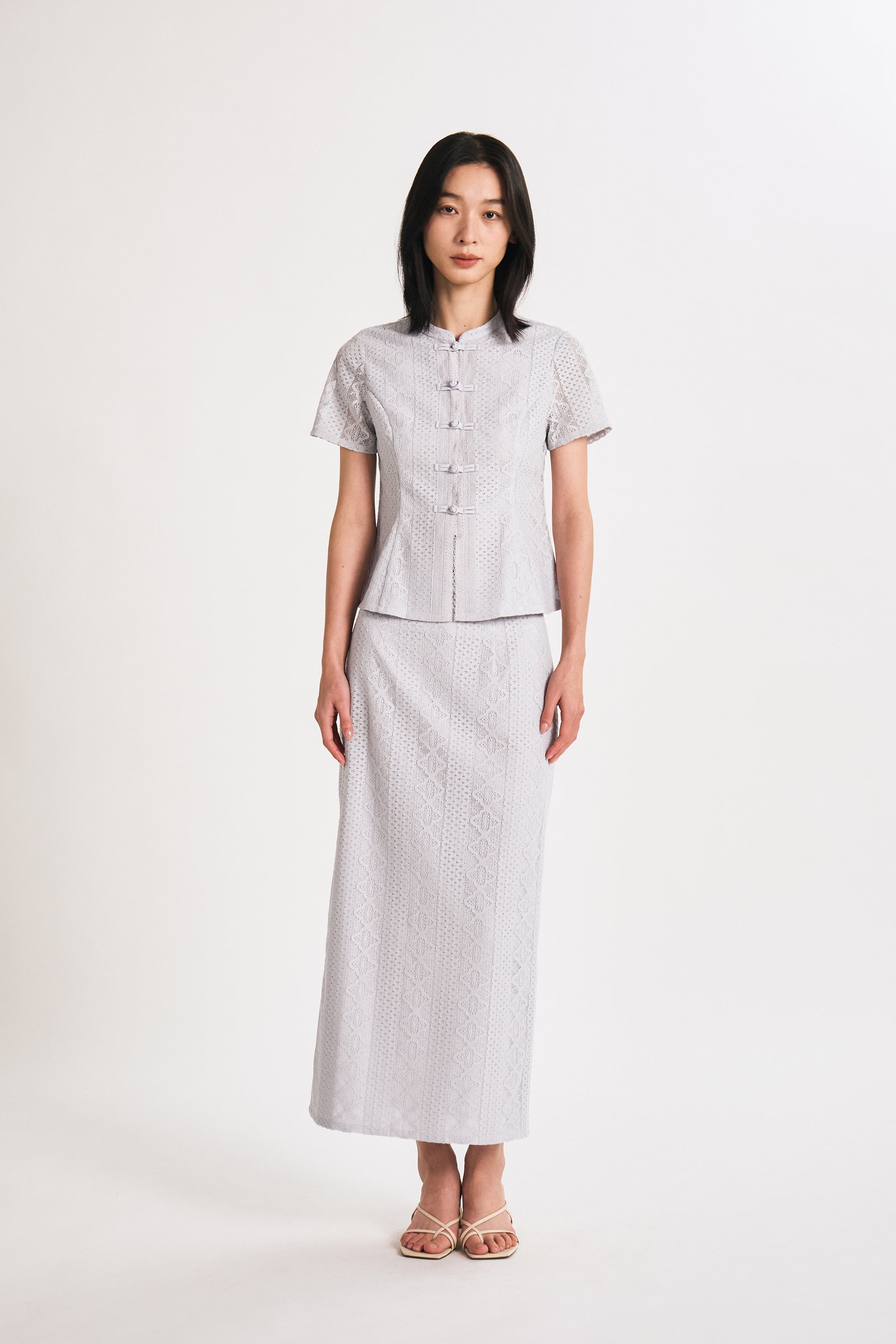 Lace Mandarin-Collar Top