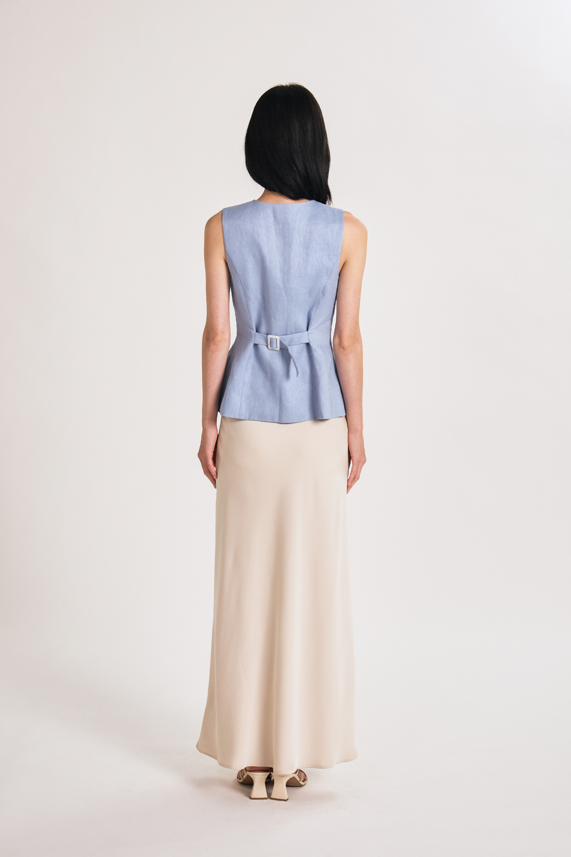 Linen Curved-Hem Vest