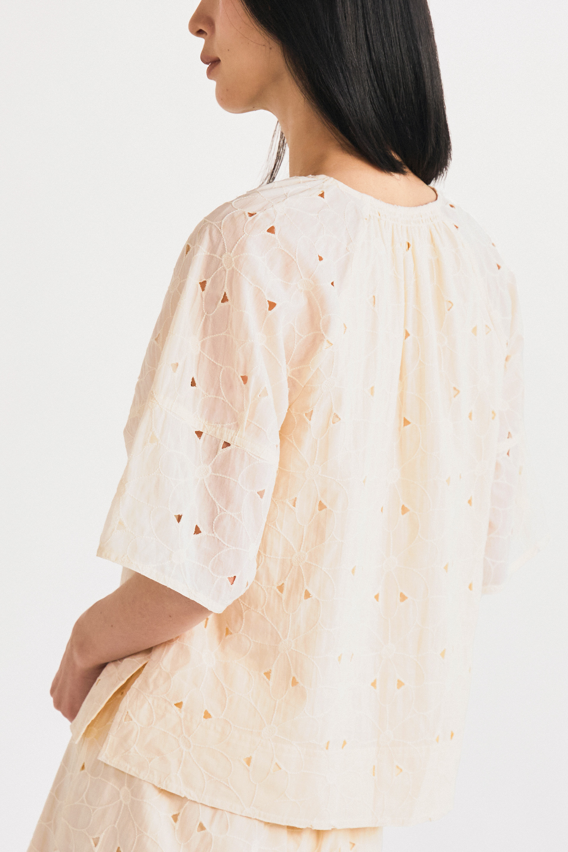 Embroidered Cotton V-Neck Top