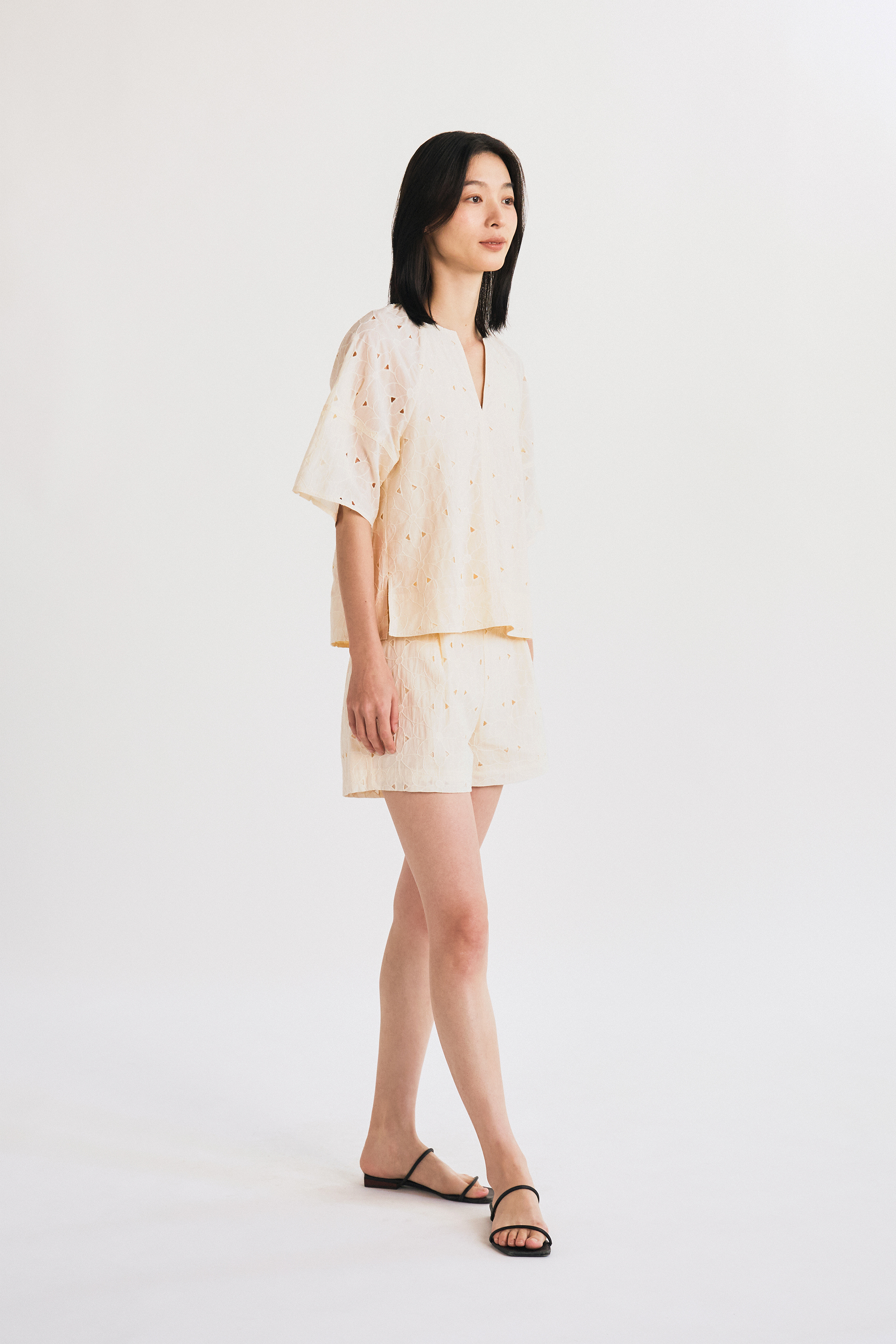 Embroidered Cotton V-Neck Top