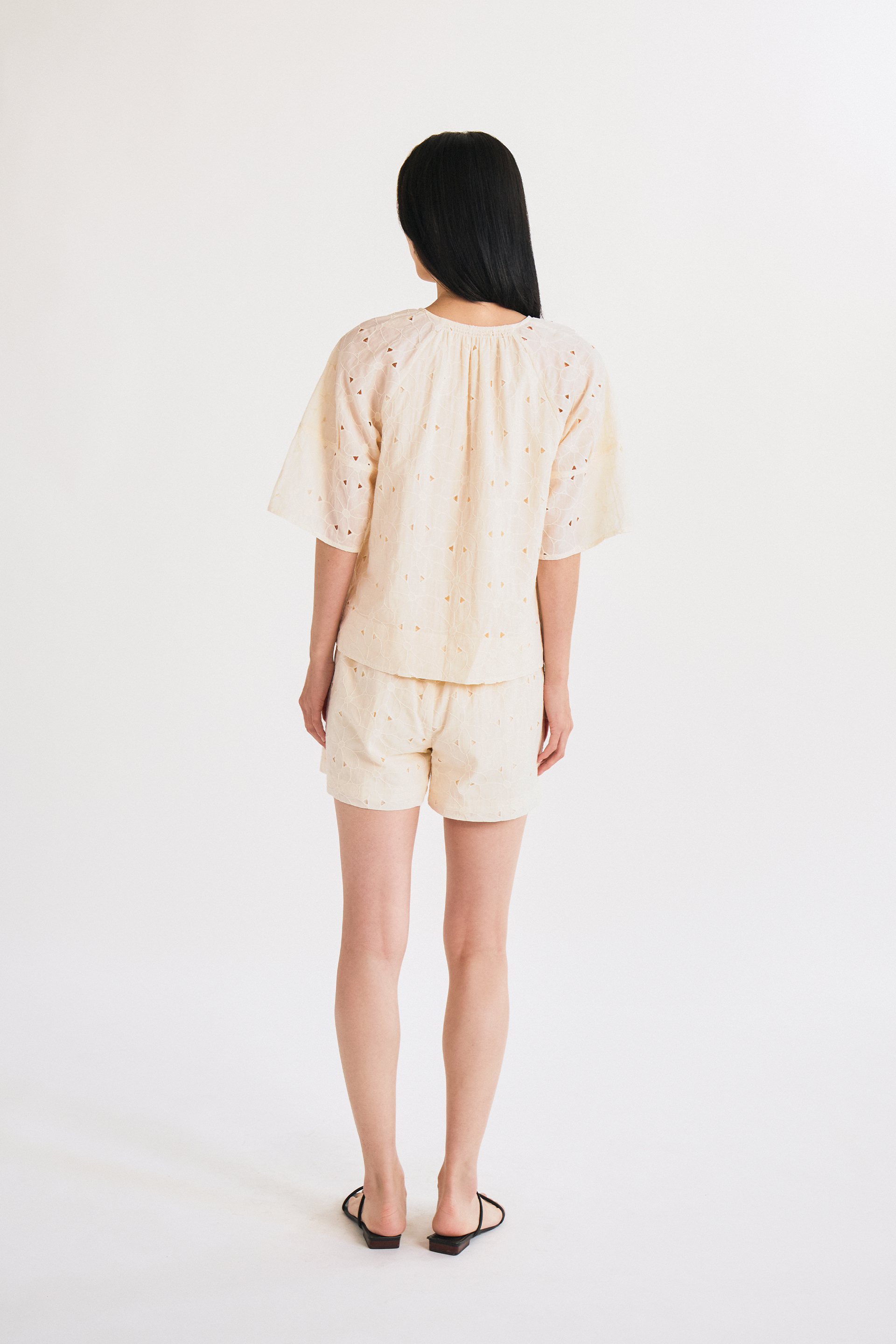 Embroidered Cotton V-Neck Top