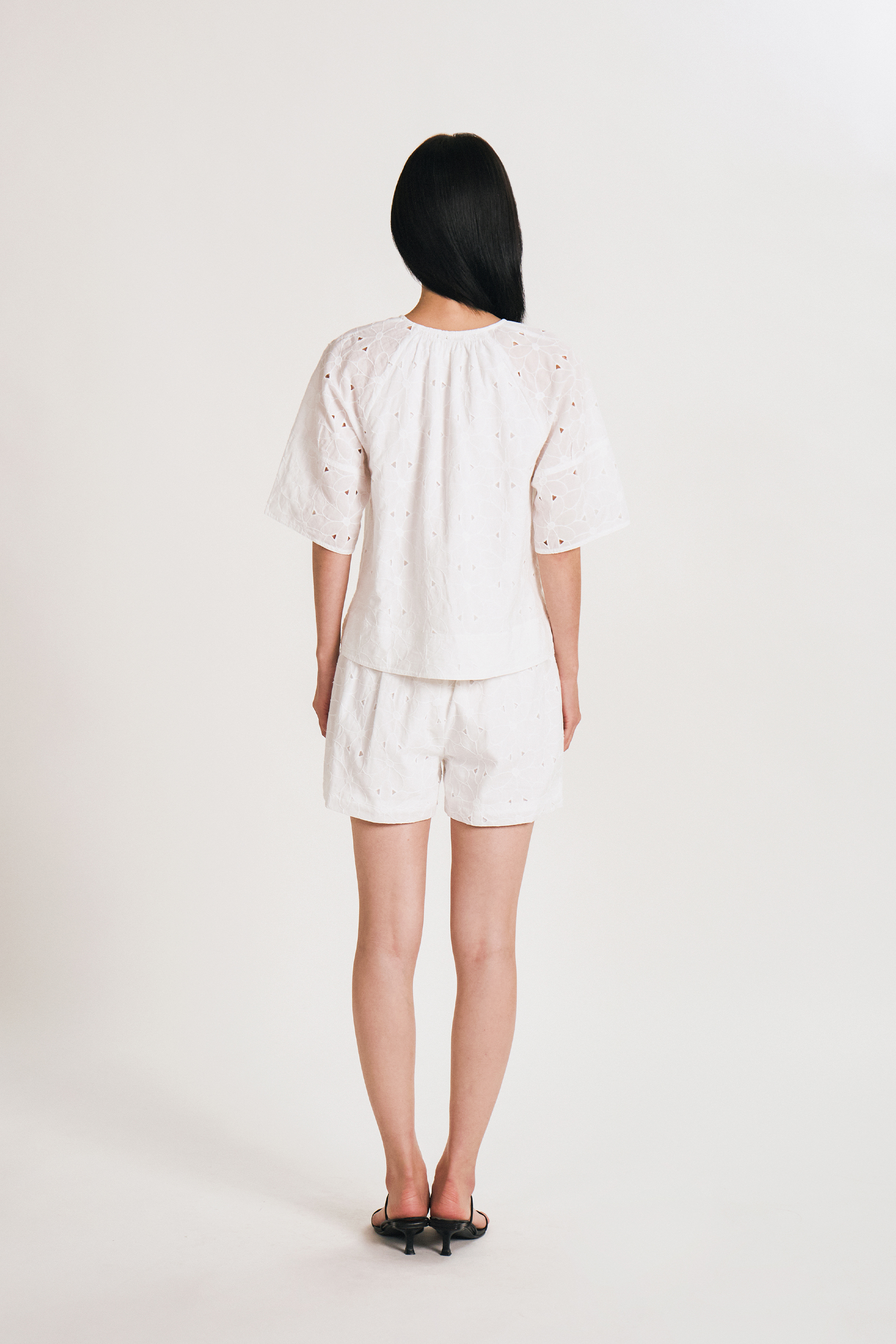 Embroidered Cotton V-Neck Top