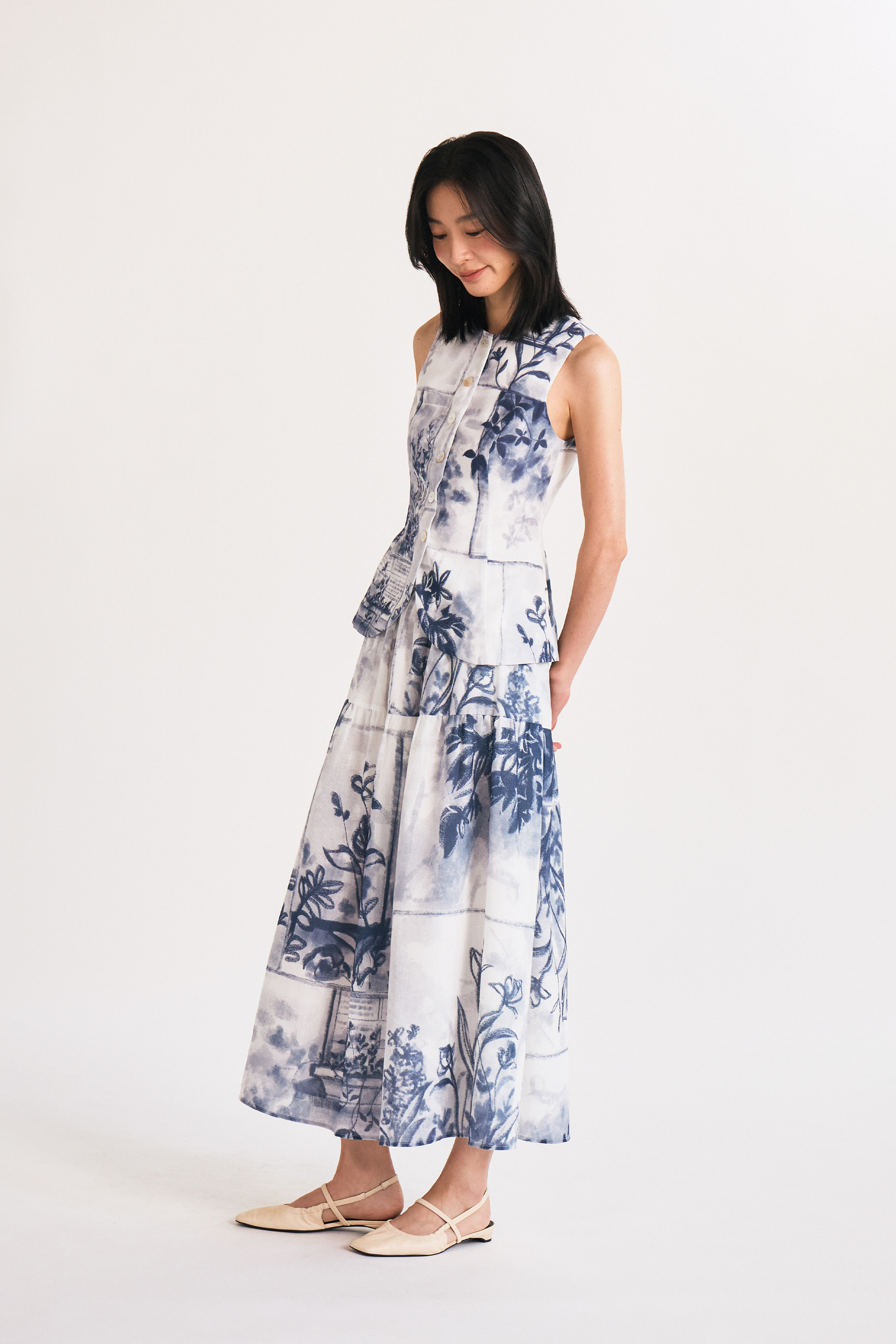 View Tiered Midi Skirt