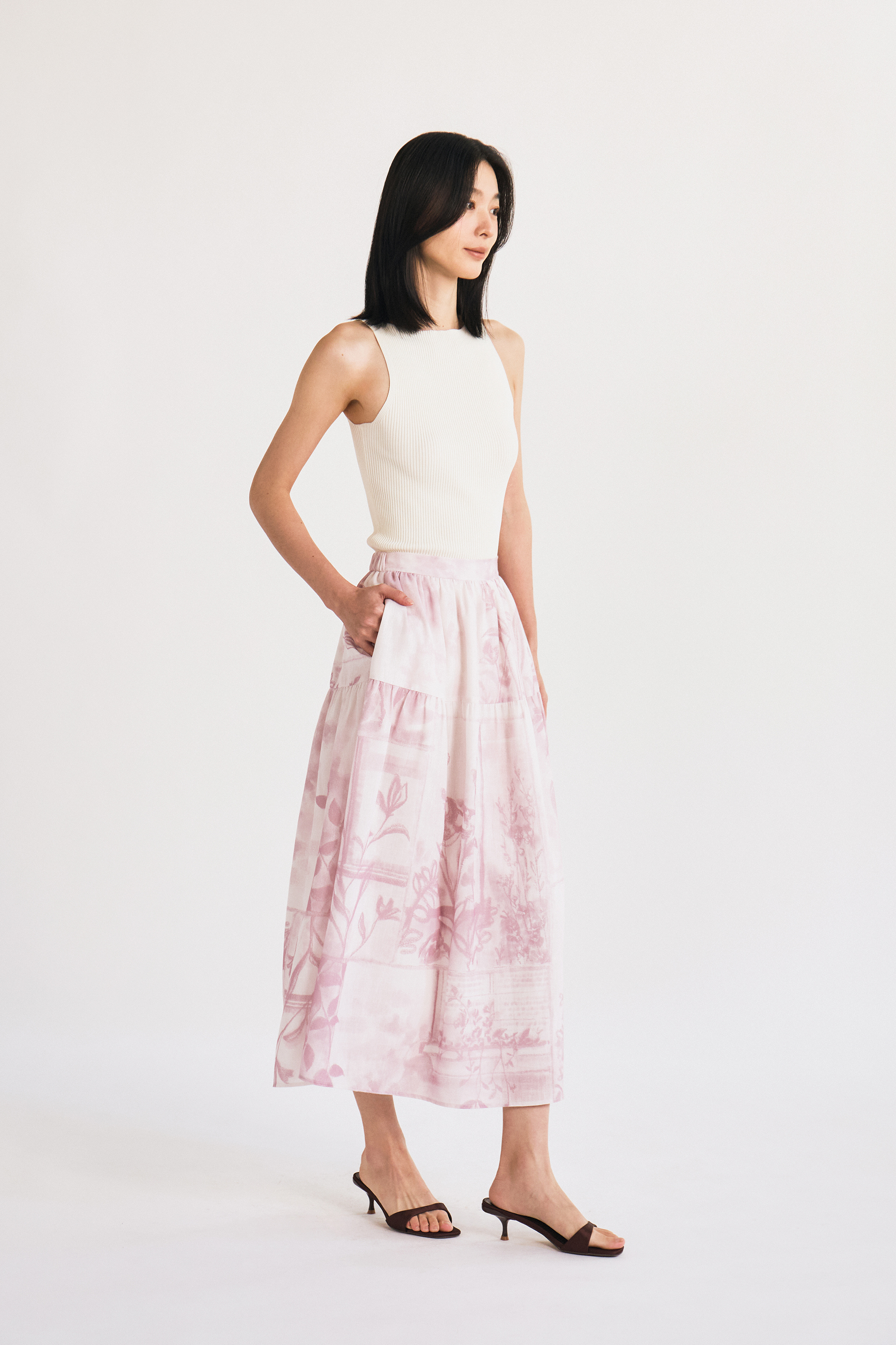 View Tiered Midi Skirt