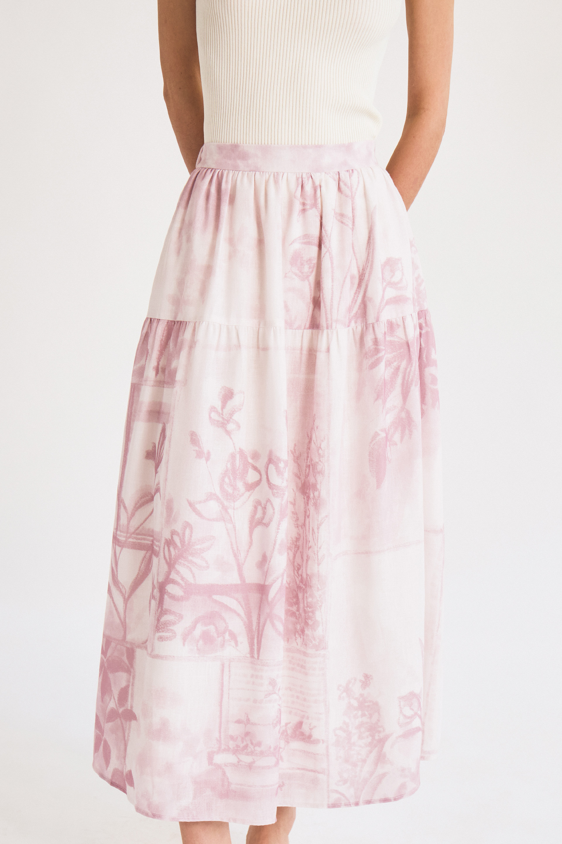 View Tiered Midi Skirt